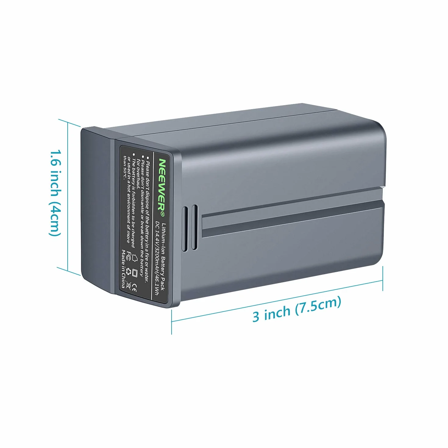 NEEWER 14.4V 3200mAh Li-ION Batterie Flash Rechargeable Haute Capacité Compatible avec NEEWER Q3 et Q3 (2ème Version) Flash Strobe