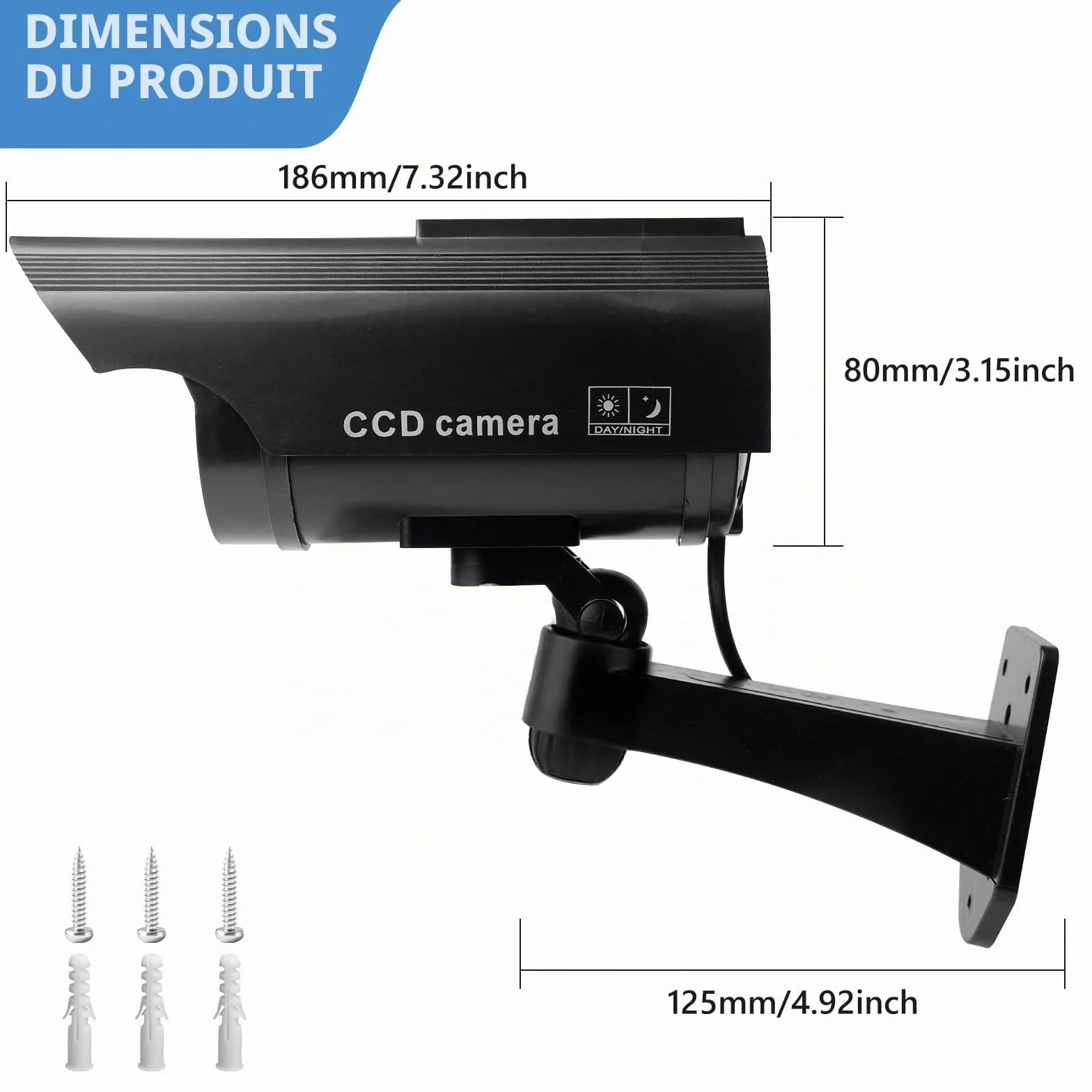 Lot De 2 Caméra Factice Extérieur, Caméra De Surveillance avec LED, Caméra Factice Extérieur, Caméra Factice Intérieur Extérieur Solaire, Caméras Factices avec LED, pour La Maison Et Le Bureau