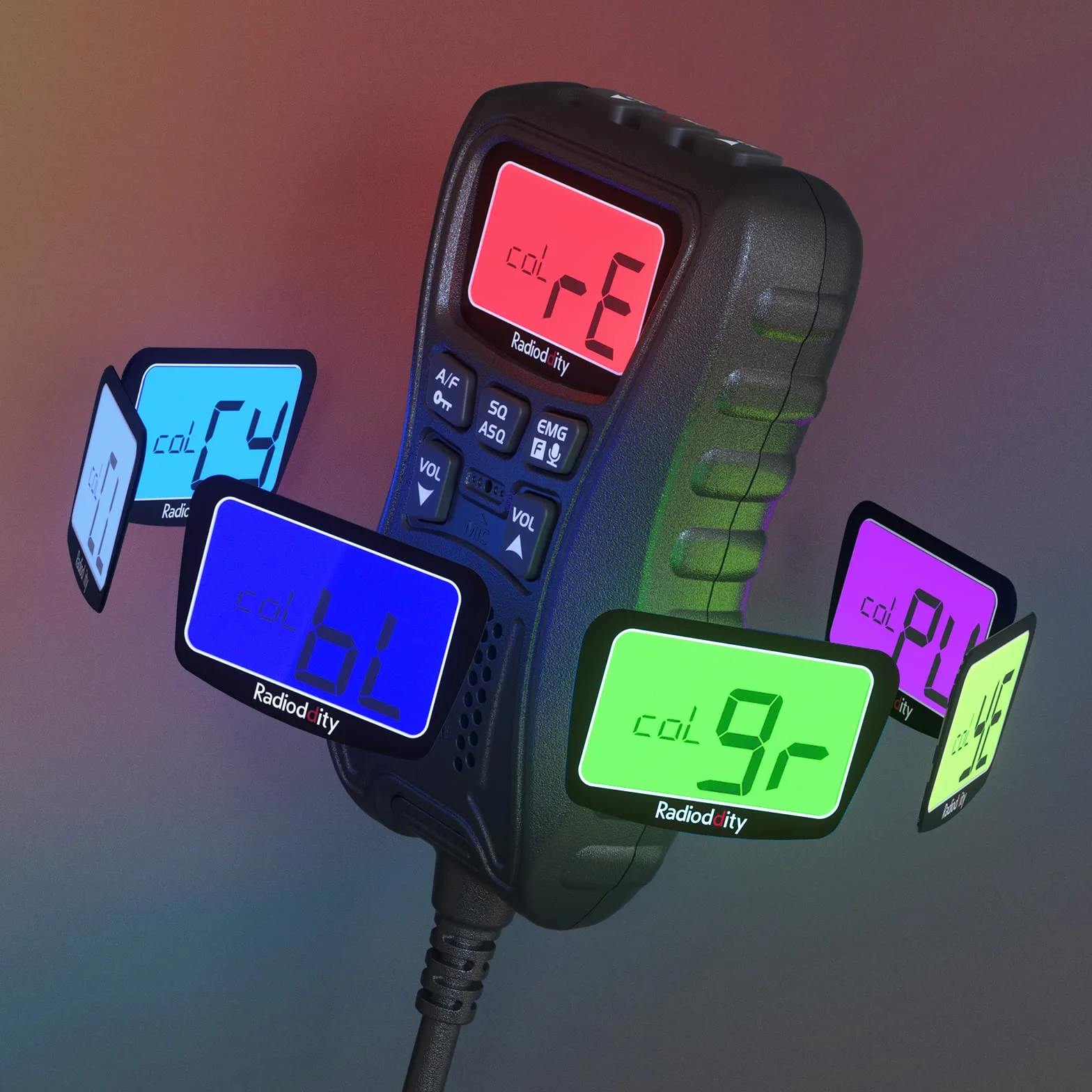 Radioddity CS-47 Radio CB Off Road Compact Mobile AM/FM 40 canaux Grand écran LCD 7 Couleurs sur Microphone