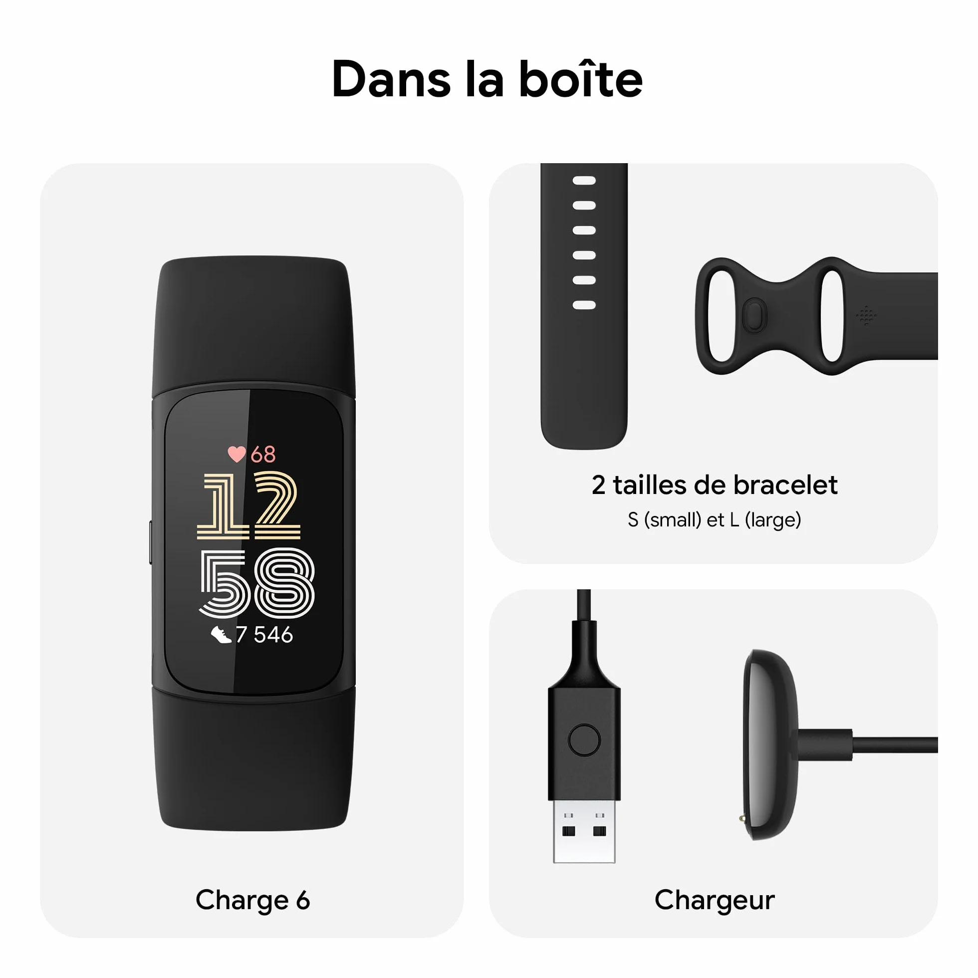 Google Fitbit Charge 6 Bracelet d'activité 3 mois Google Health Premium 7 jours autonomie batterie