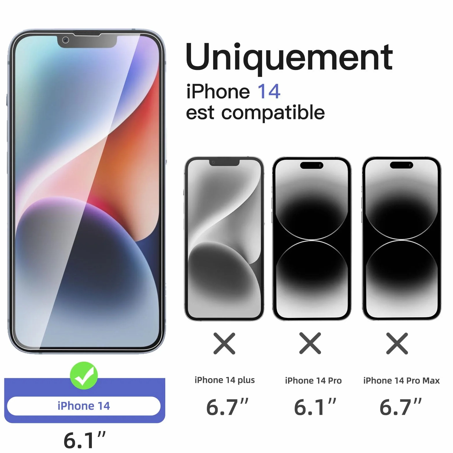 NEW'C Kit de 4, 2 x Verre Trempé Anti-Espion pour iPhone 14 (6,1 Pouces) et 2 x Protection Caméra Arrière - Ultra Résistant - Dureté 9H Glass- Angle de Confidentialité 28 Degrés Amélioré