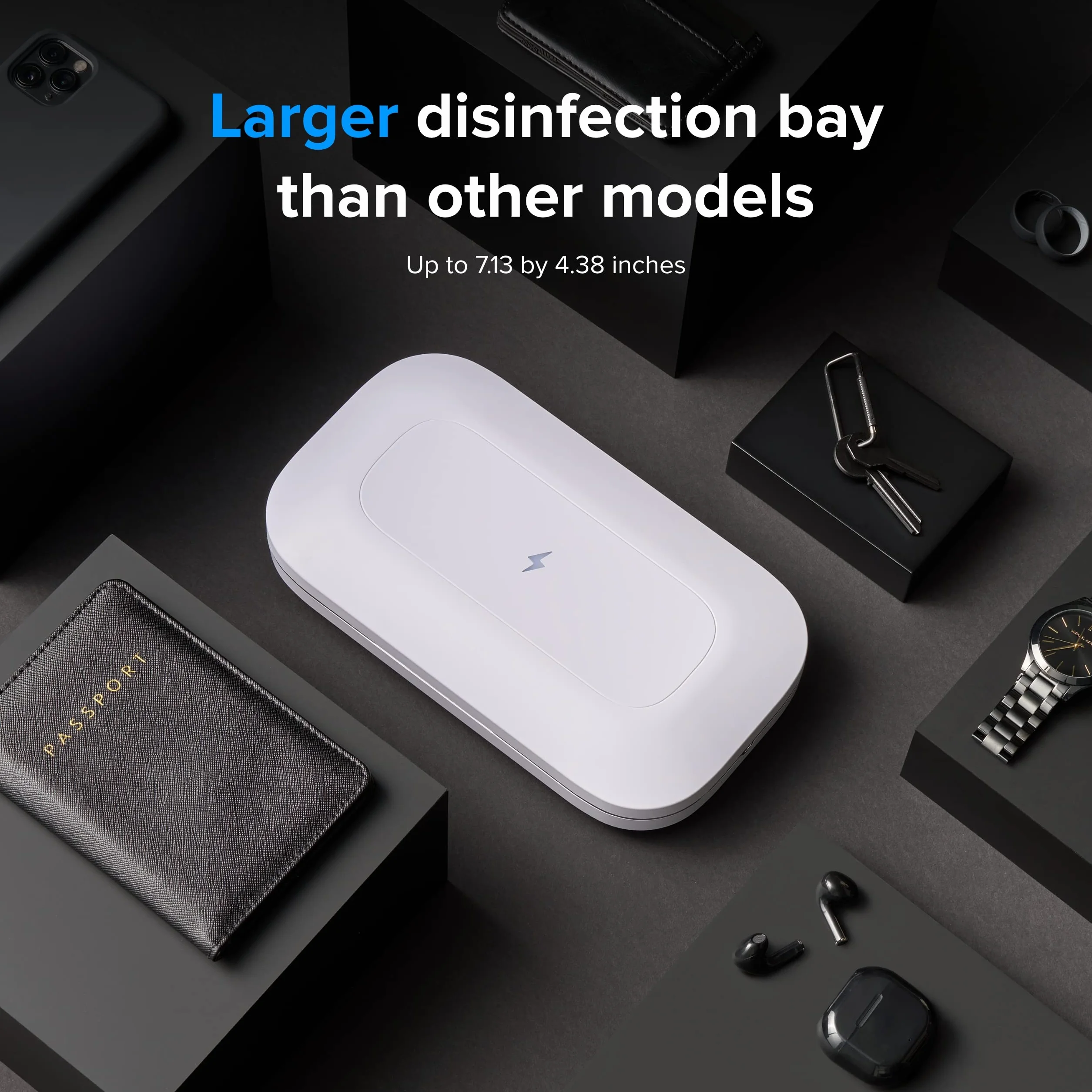 PhoneSoap Pro Désinfectant UV pour téléphone intelligent et boîte de chargeur universel pour téléphone portable | Désinfection brevetée et cliniquement prouvée à 360 degrés UV-C | Désinfecte et charge