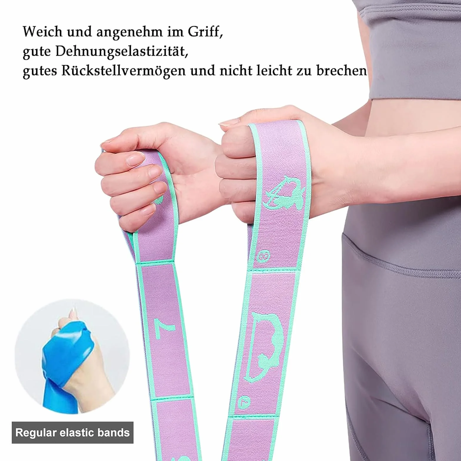 Bande Élastique Musculation Lot de 2 Sangles Yoga Exercice Résistance 8 Boucles