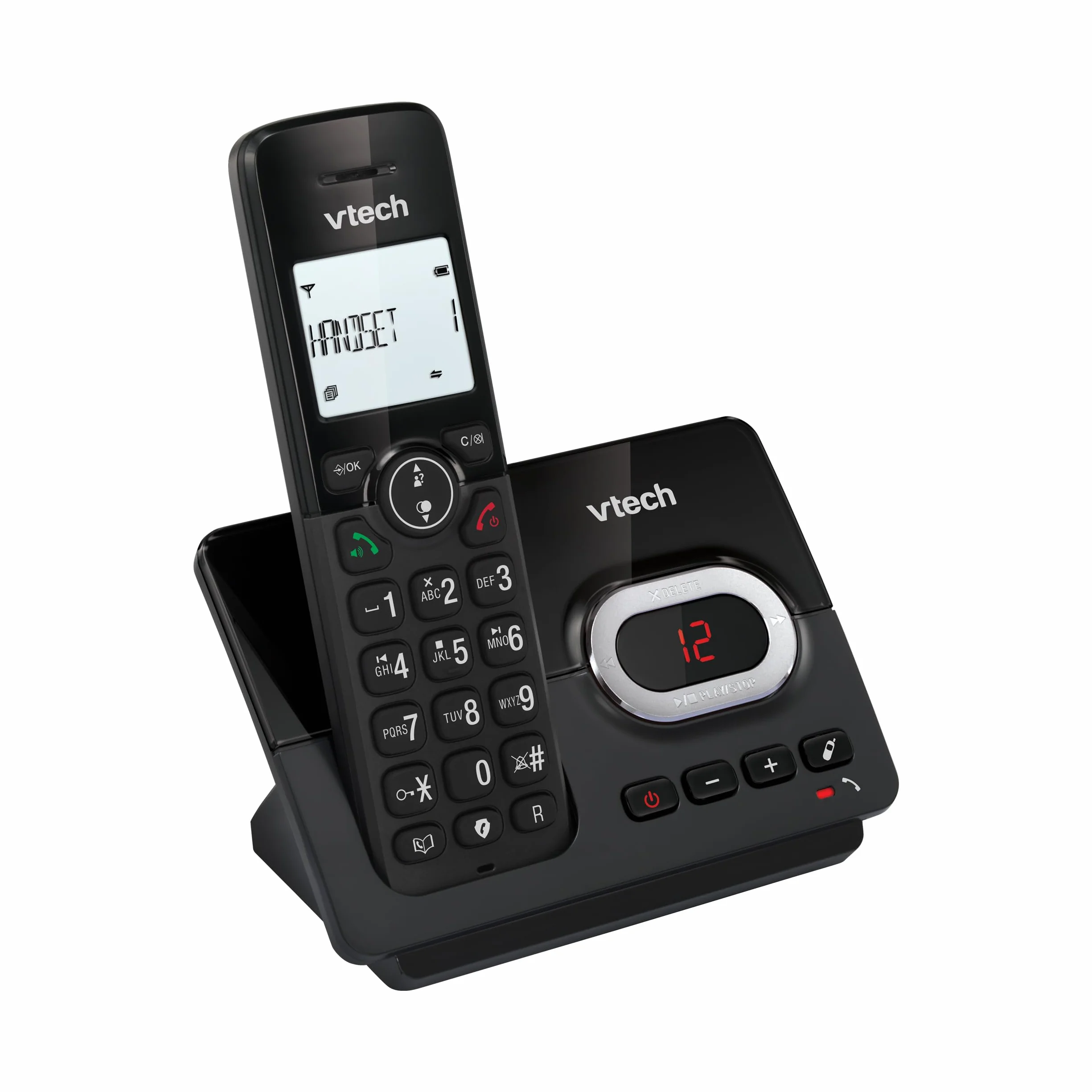 VTech CS2050 Téléphone sans Fil avec Répondeur, Mode Eco+, Blocage d'Appel, Mains Libres, Grosses Touches, Noir