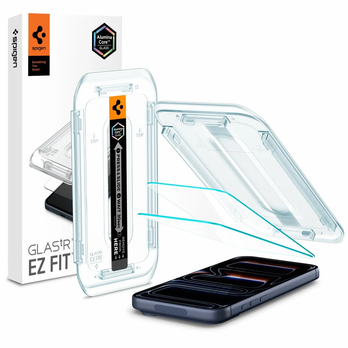 Spigen Glas.tR EZ Fit Verre Trempé pour iPhone 17, iPhone 17 Pro, iPhone 16 Pro, 2 Pièces, Installation Facile, Dureté 9H, Résistant aux Rayures, Protection écran