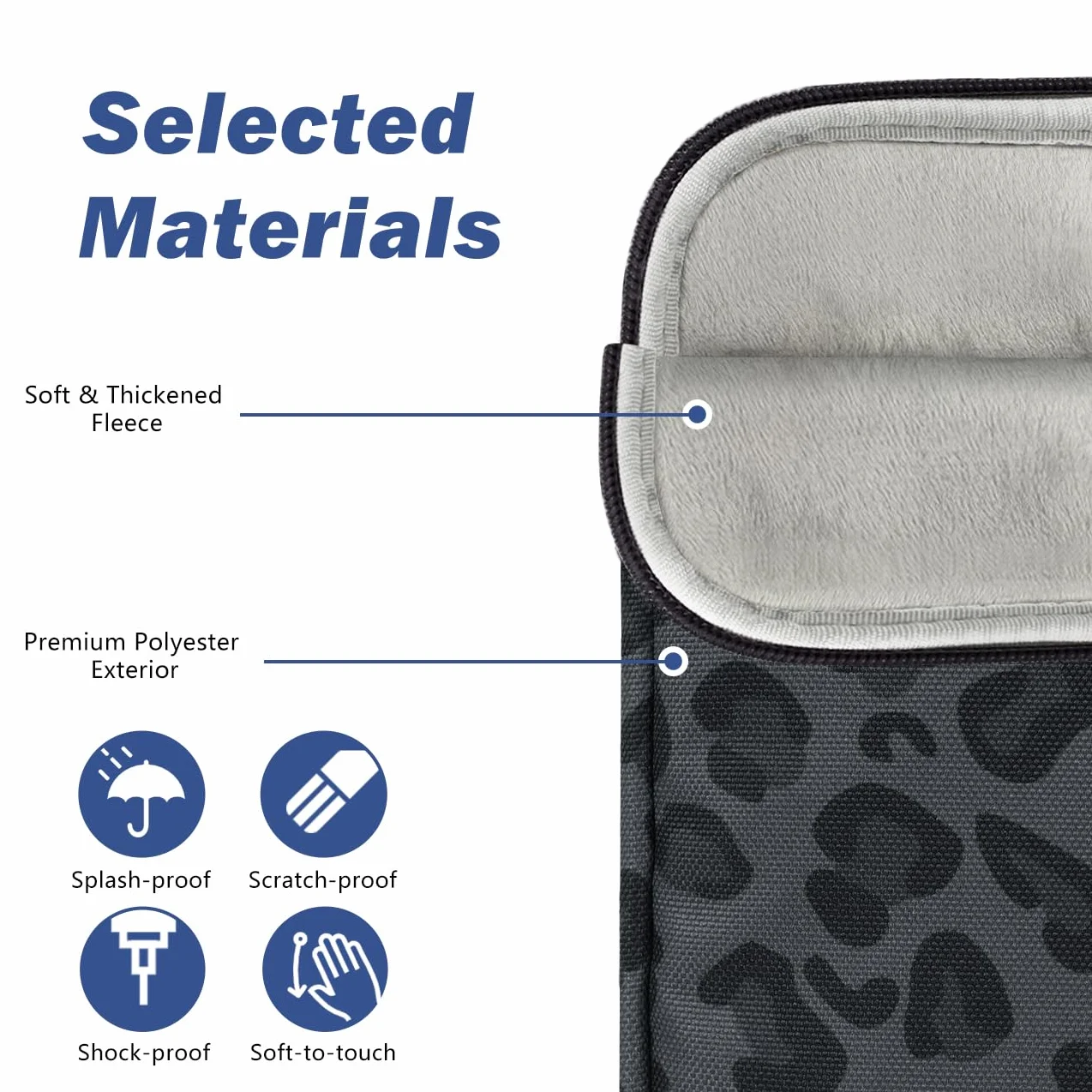 Dadanism 6-7 Pouces Housse Protectrice Pochette Nylon pour 7" Kindle Paperwhite et Kindle Colorsoft Signature Edition, 6" K-indle 11e Gén, Sac de Transport pour K-indle Oasis E-Reader, Noir Léopard