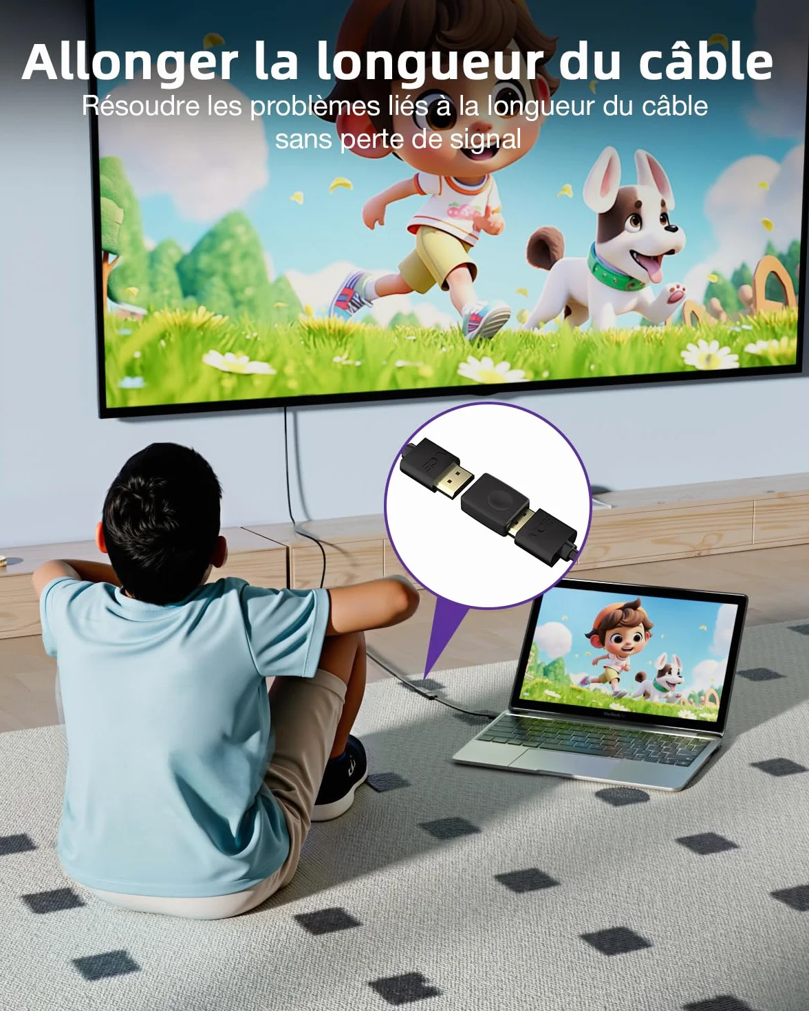 VCE Coupleur HDMI Femelle Femelle 4K 3D Rallonger des Câbles HDMI Lot de 2