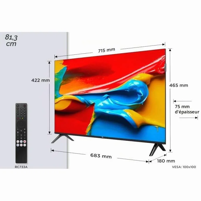 TCL 32V4C 32" HD Smart QLED TV Android HDR Google Cast Google Home