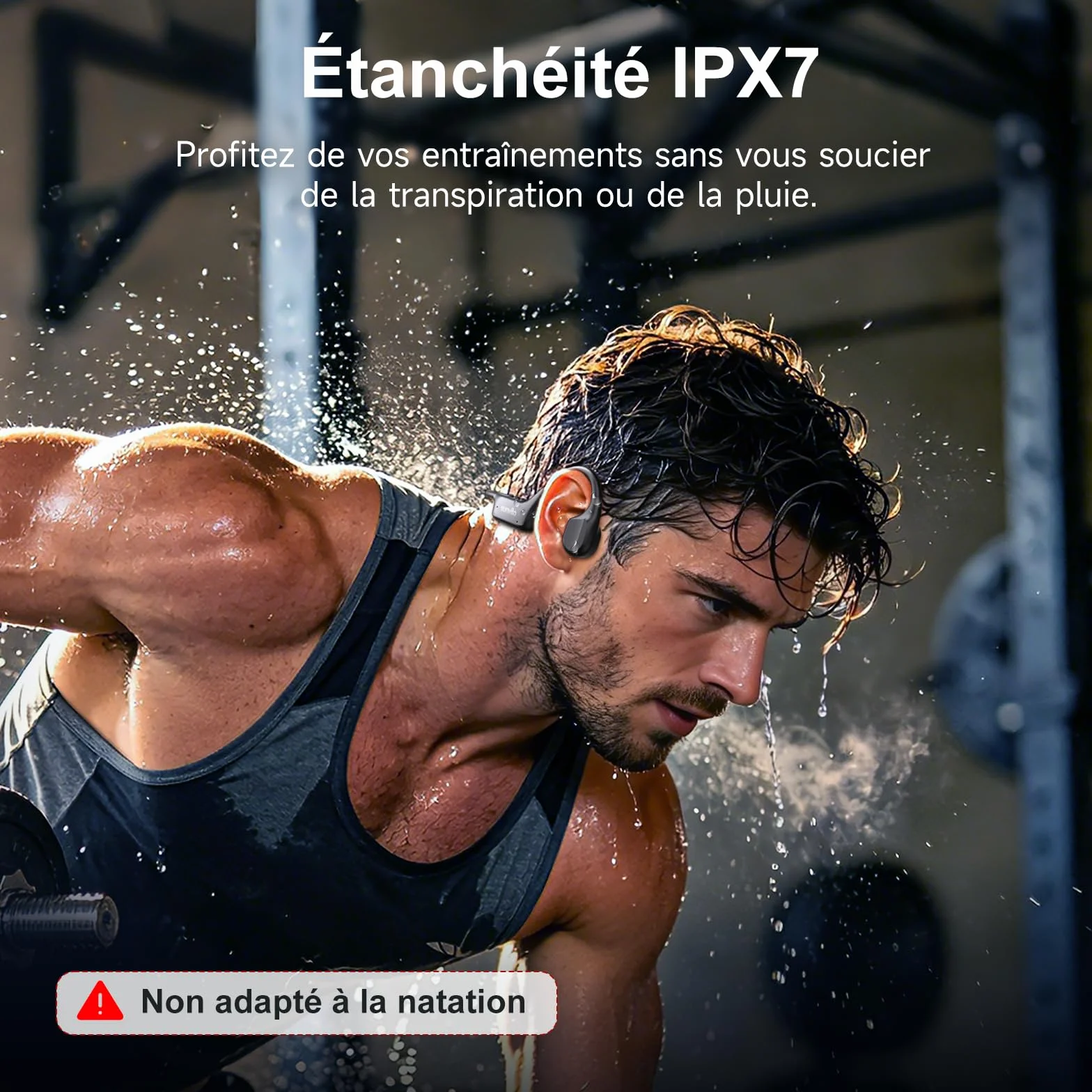Casque Conduction Osseuse Bluetooth 6.1, Écouteurs sans Fil Open Ear, Recharge Rapide USB-C, IPX7 Étanche, Casque Sport pour Running, Cyclisme, Fitness et Entraînement