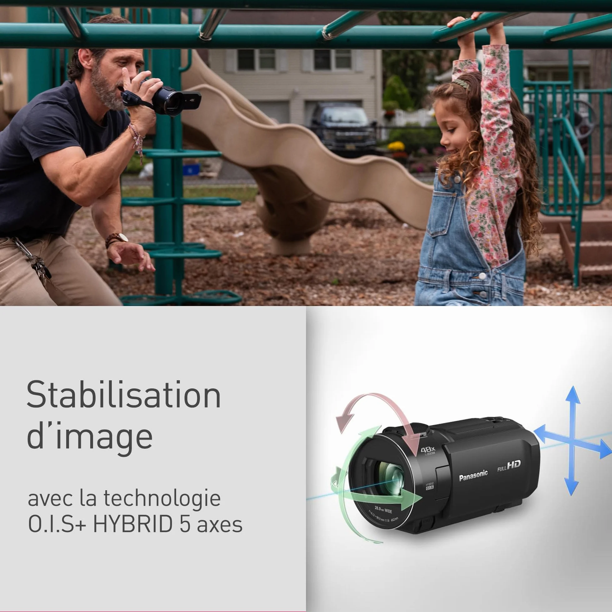 Panasonic V900 Caméscope Full HD 50p Zoom Optique 24x Grand Angle 25mm Noir Version Française