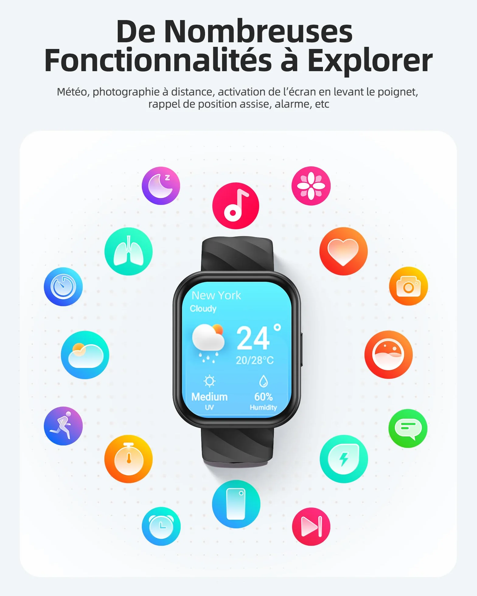 Parsonver Montre Connectée Homme Femme avec 5ATM Étanche, Sport Montre pour Natation, 1,8" HD Smartwatch avec 100+ Sportifs, Sommeil, Fréquence Cardiaque, Montre Connectee pour Android & iPhone, Noir