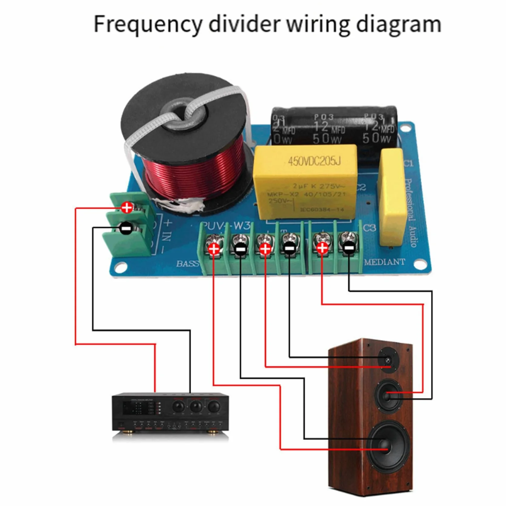 Diviseur de Fréquence de Haut-Parleur à 3 Voies de 200 W, Circuit Imprimé de Filtre de Séparateur Audio pour Le Croisement de Haut-Parleur de Bricolage de Cinéma Maison