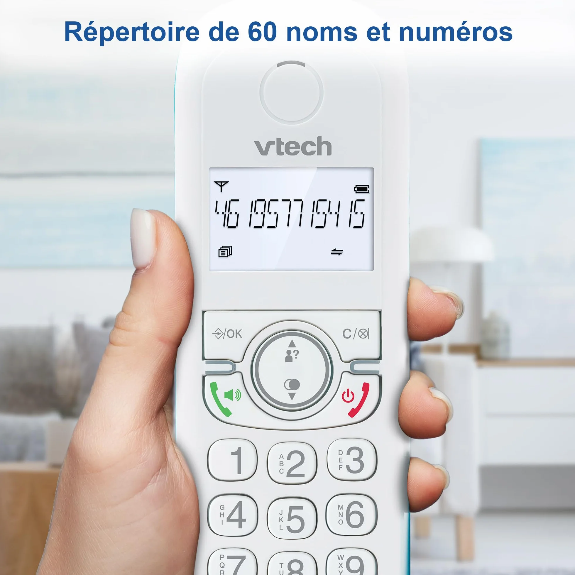 VTech CS1500 Téléphone sans Fil DECT Double Charge avec Blocage d'appel, Identification Appelant, Haut-Parleur Mains Libres
