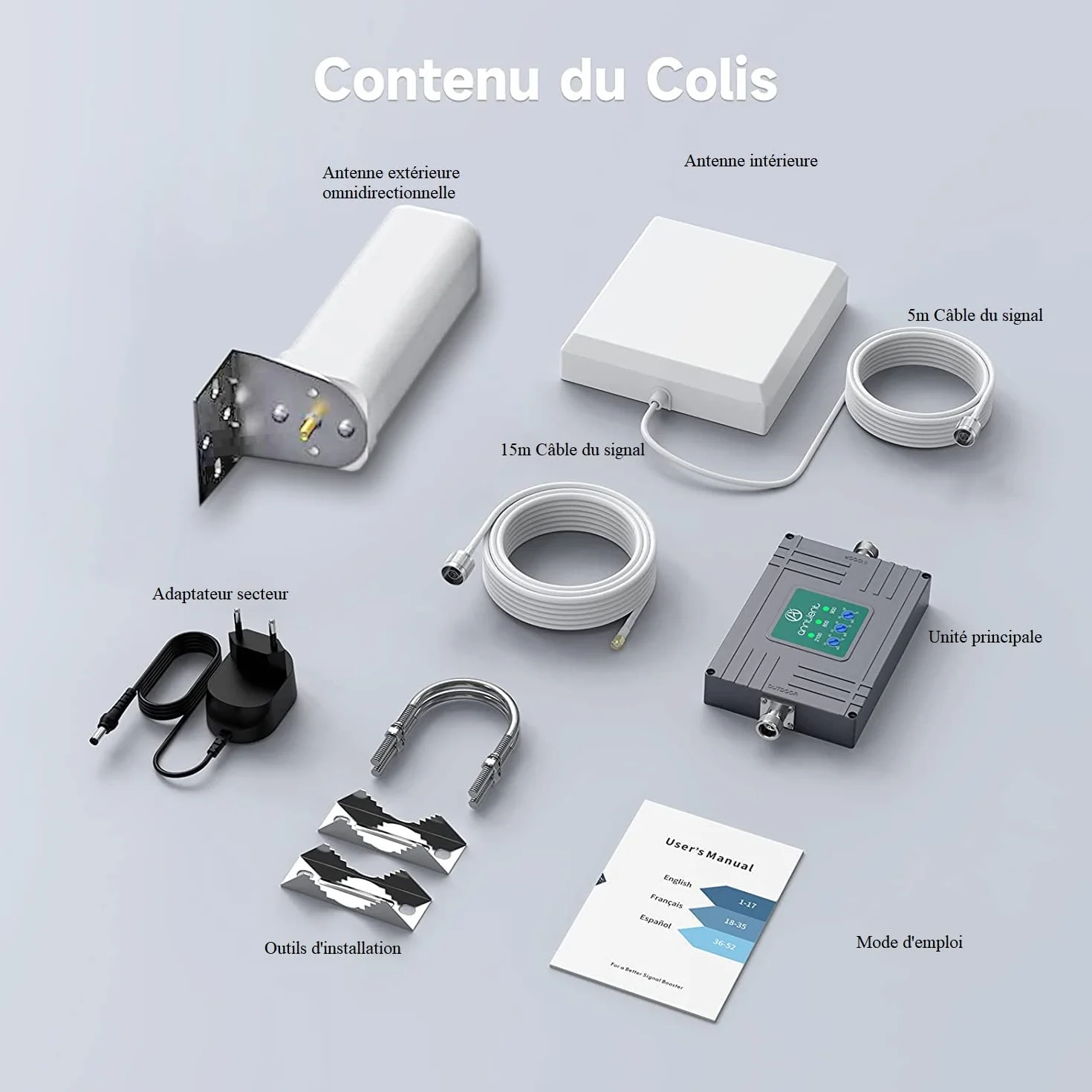 ANNTLENT Amplificateur 4G 3G Bande 1/8/20, LTE GSM WCDMA Amplificateur de Signal Cellulaire Tri-Bande pour Tous Opérateurs, Support Multi-Appareils,pour Maison/Bureau