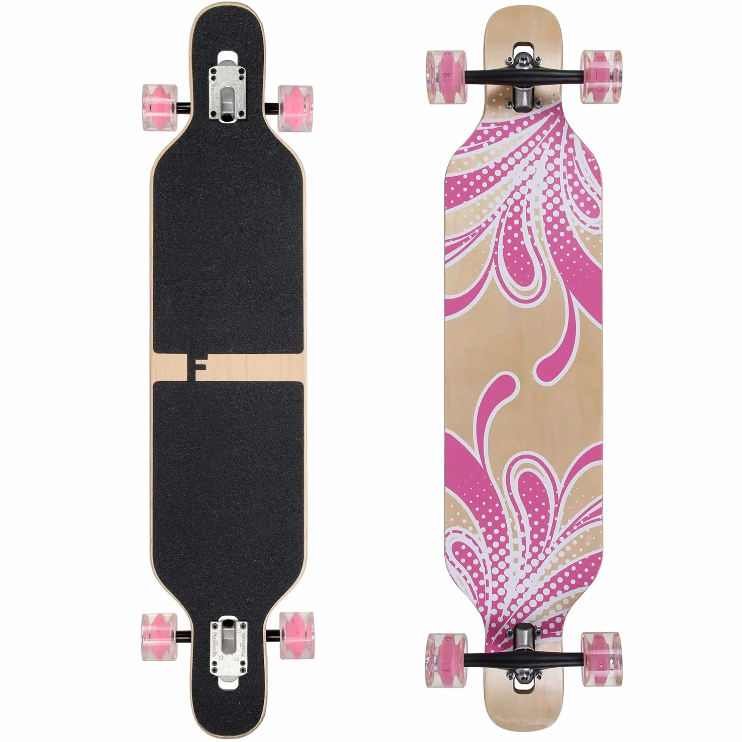 FunTomia Longboard Drop Through Cruiser Skateboard complet avec roulement à billes Mach1 High Speed T-Tool