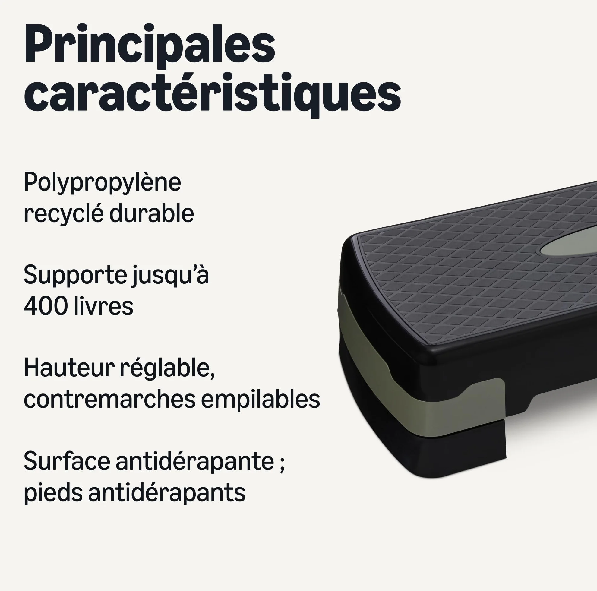 Amazon Basics Plateforme de Step Aérobique Réglable 68.58cm Noir/Gris