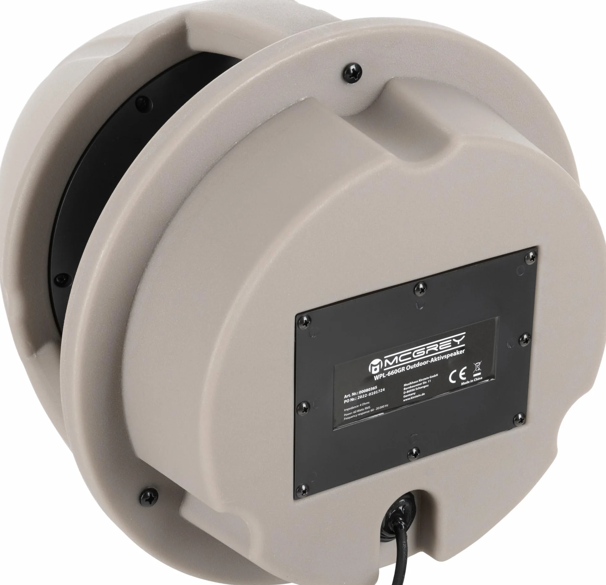 McGrey WPL-660GY BT 360° Enceinte Outdoor Active 2 Voies pour Jardin - Portée Bluetooth® : env. 10 mètres - Diffusion sonore à 360° - Résistante à l'eau et aux UV (IP56) - Gris