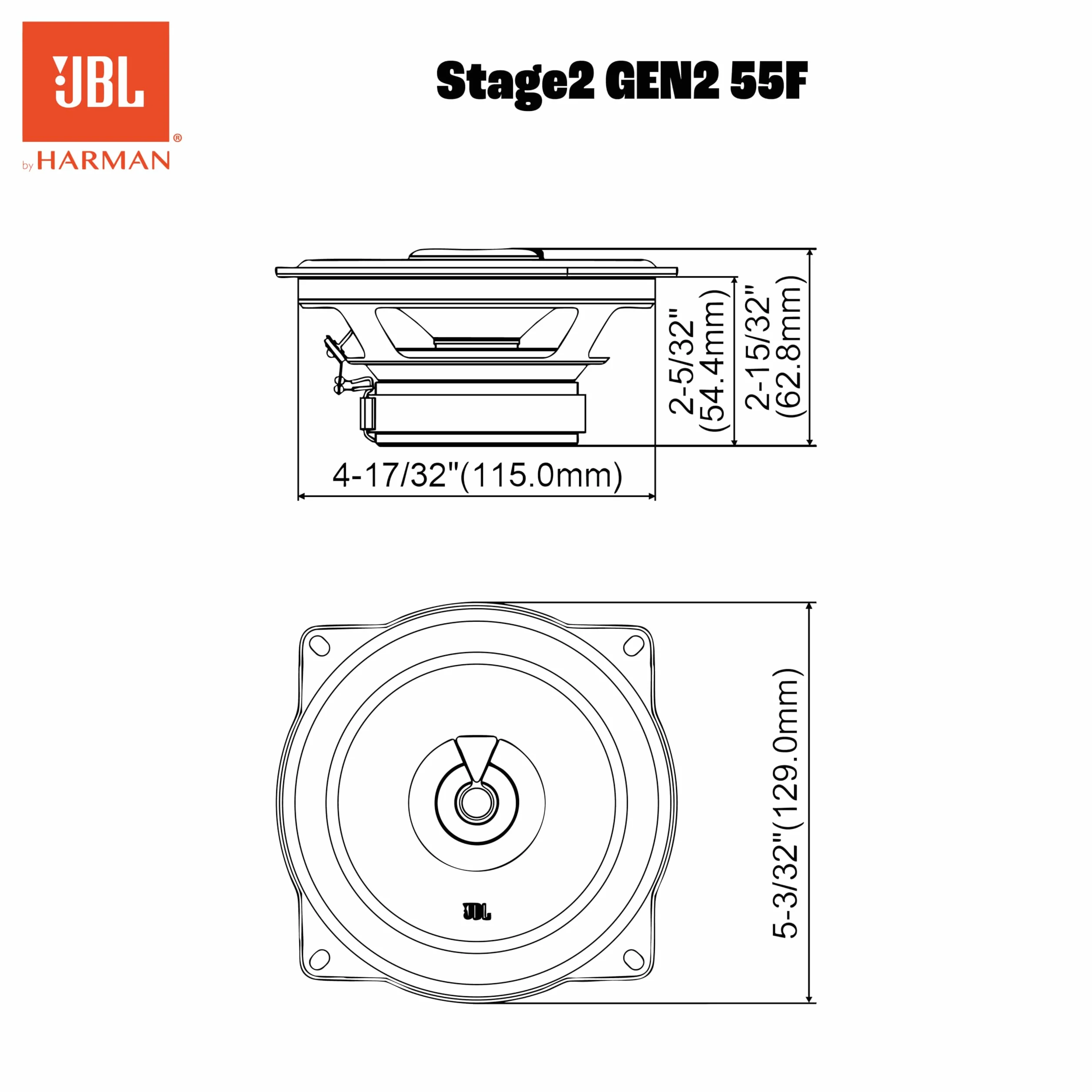 JBL Stage2 Haut Parleur Voiture Coaxiaux 130mm 50W RMS 400W Max Paire