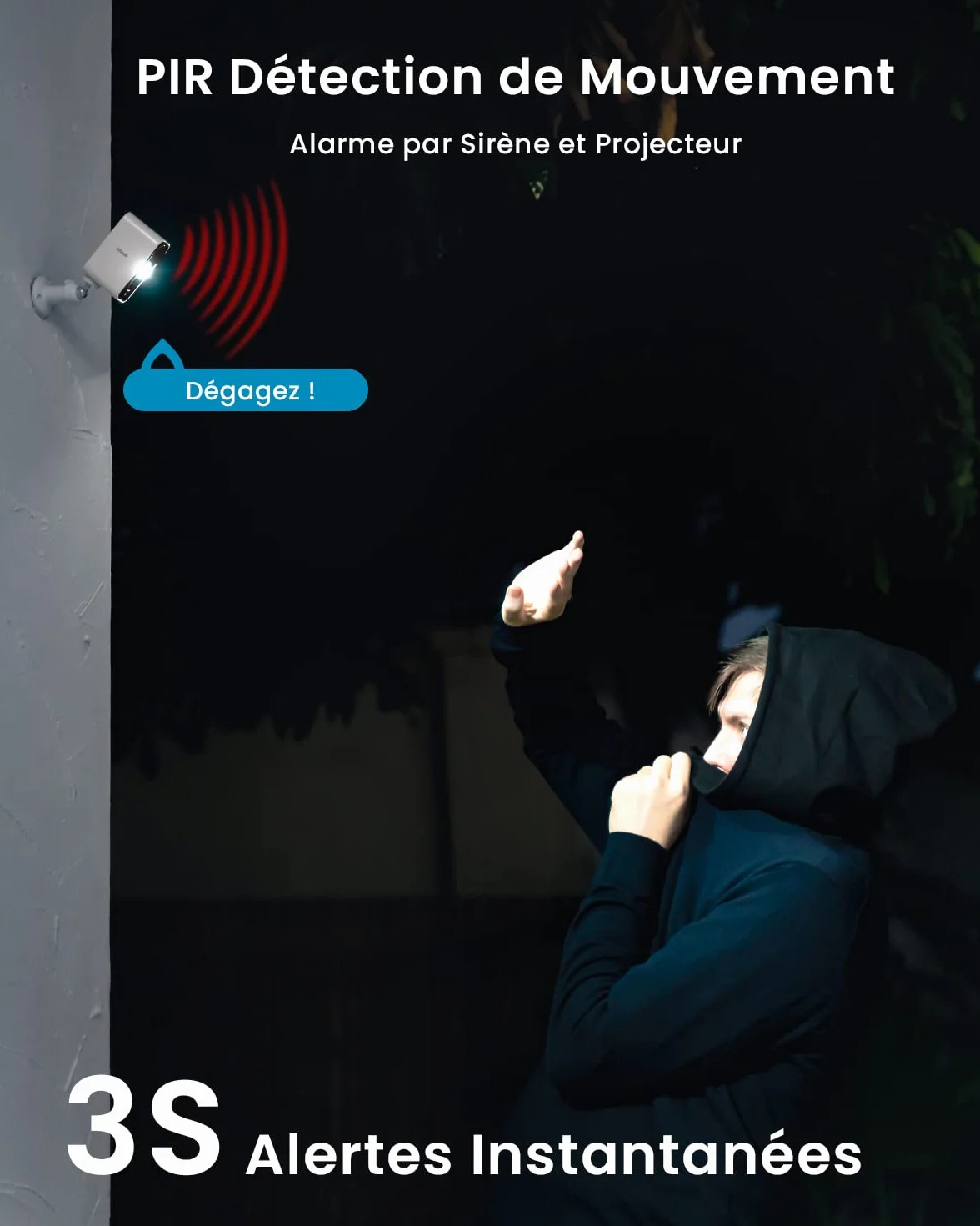 ieGeek 2K Caméra Surveillance WiFi Exterieure sans Fil Batterie, Vision Nocturne Couleur, AI & PIR Détection Mouvement, Extérieure/Intérieure, Audio Bidirectionnel, Étanche IP65