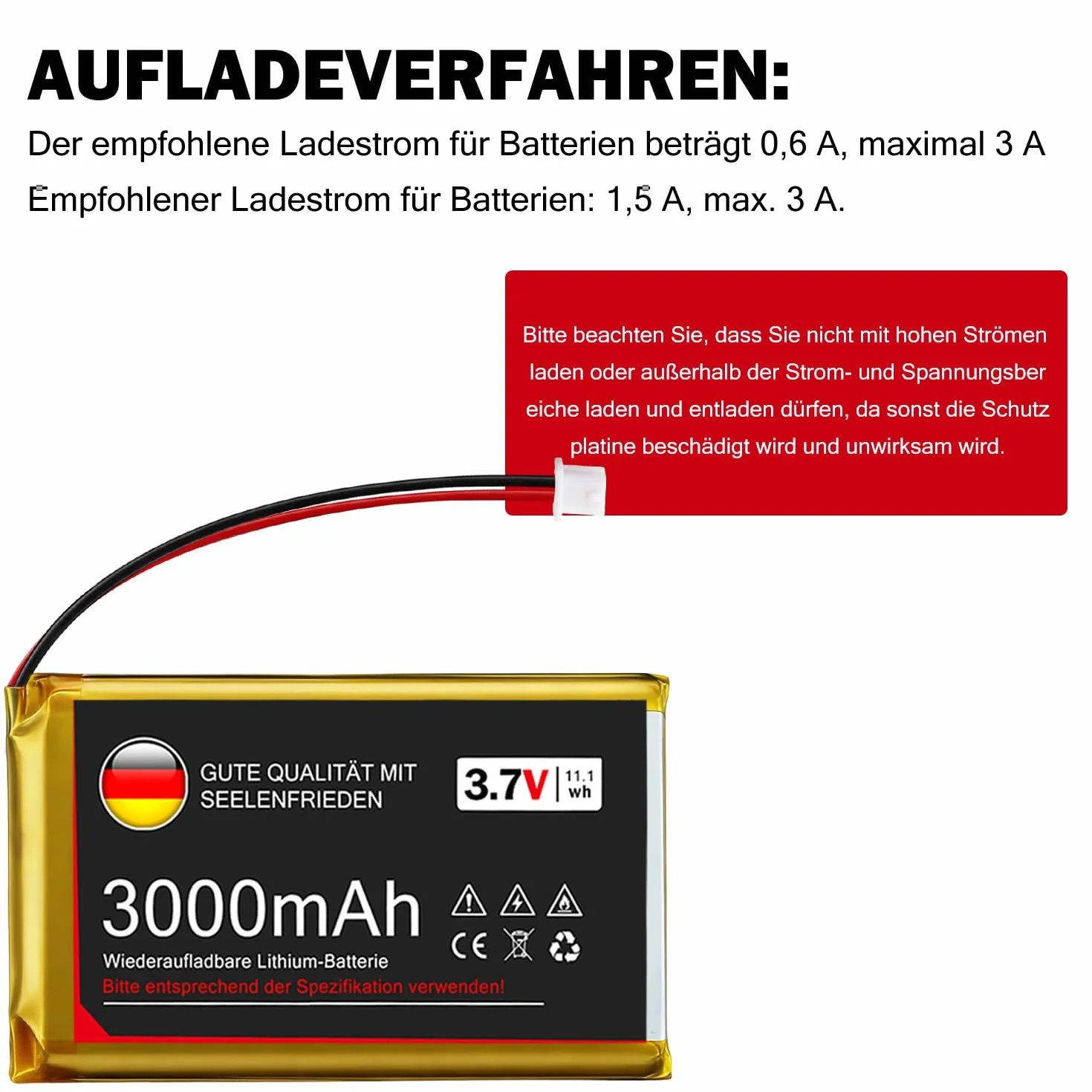 Batterie Lithium 3,7 V 3000 mAh, 1 S, 1 C, avec Carte de Protection et connecteur Micro JST 1.25, pour Carte de développement Arduino Node MCU ESP32