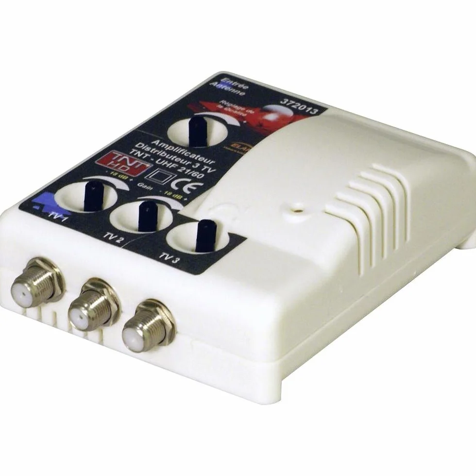 Elap 372013 Amplificateur TV TNT Intérieur 3 Sorties Filtre 4G Blanc