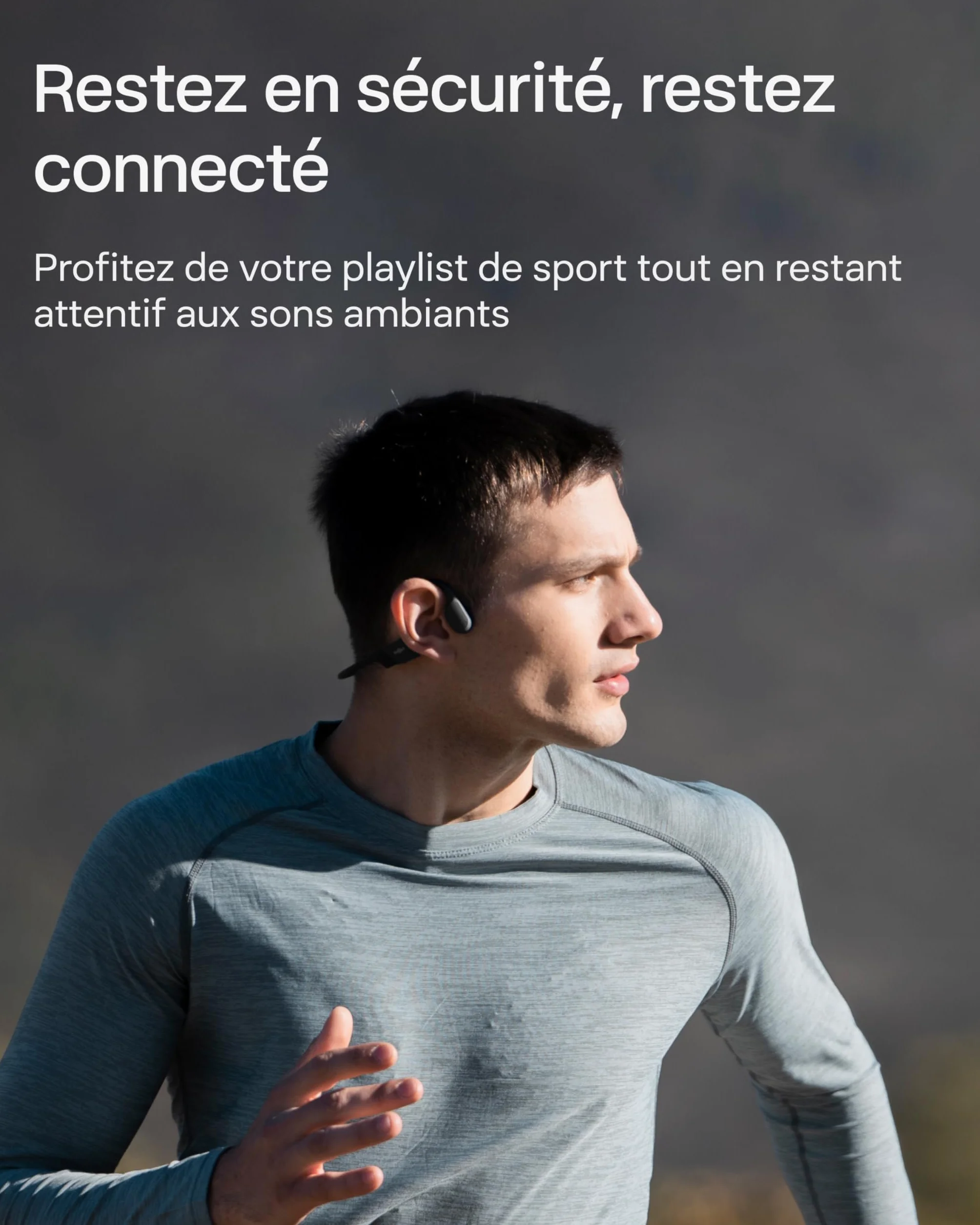 SHOKZ OpenRun Casque à Conduction osseuse, écouteurs Bluetooth Oreilles Libres pour Le Sport avec Micro, Casque sans Fil étanche IP67, 8 Heures d'autonomie, USB-C, Bandeau de Sport, Noir