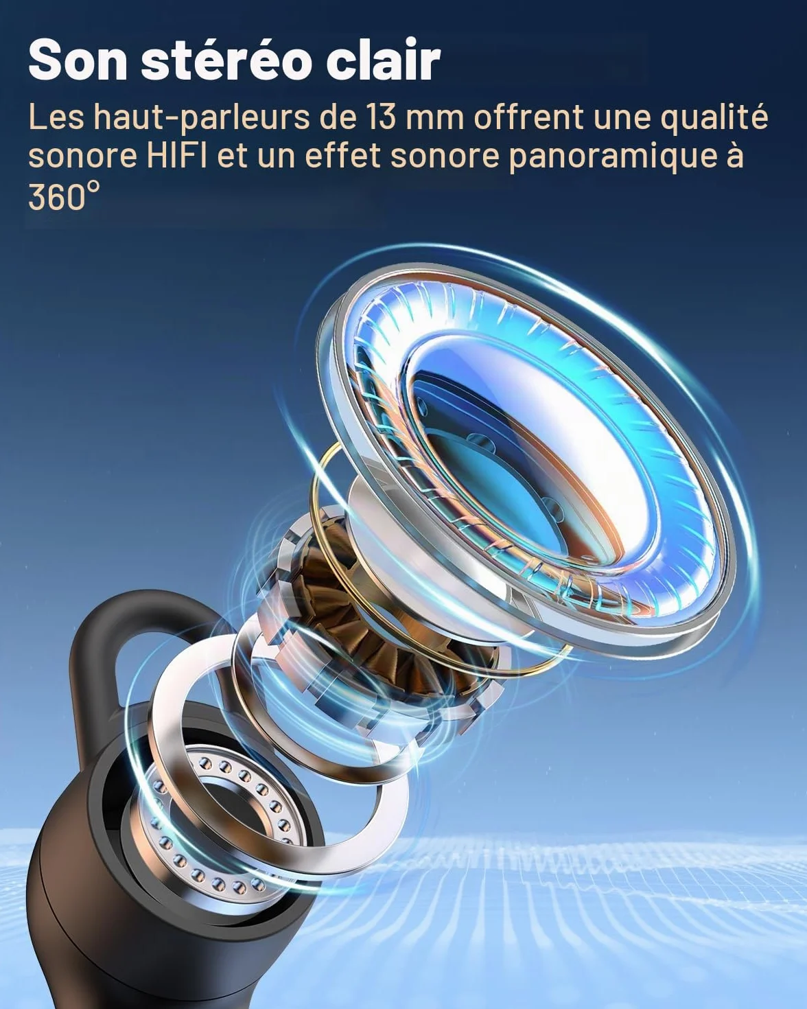 New Bee oreillette Bluetooth sans Fil V5.1 avec 50 Heures d'autonomie, kit Main Libre Ultra-léger avec Annulation du Microphone ENC, Connexion à Deux appareils pour Conduite/Affaires