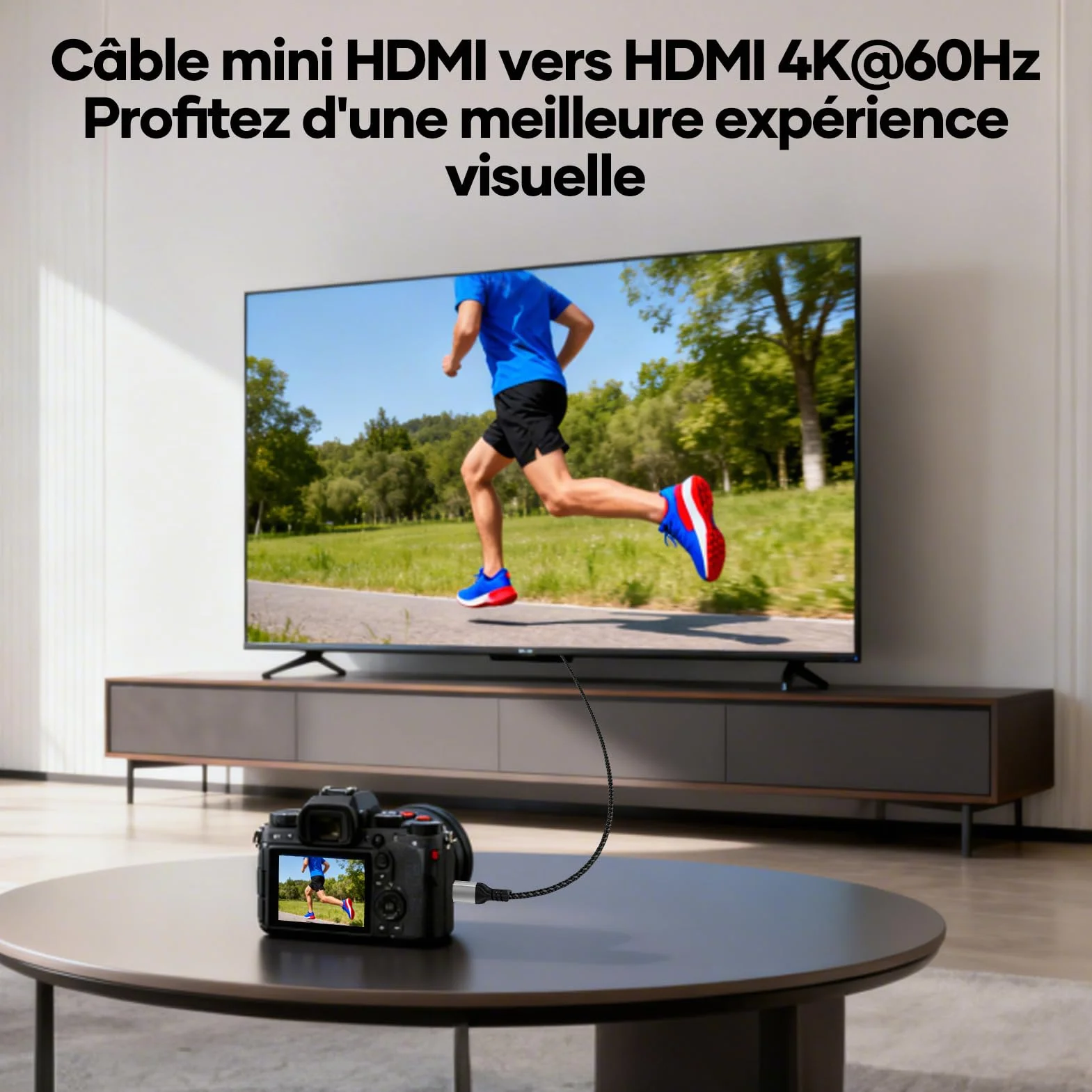 Câble Mini HDMI vers HDMI 3M,4K@60Hz Câble mini hdmi,Câble HDMI vers Mini HDMI Supporte UHD 3D HDR ARC,Compatible avec Raspberry Pi Zero Canon Nikon Caméra Tablette Projecteur Caméscopes