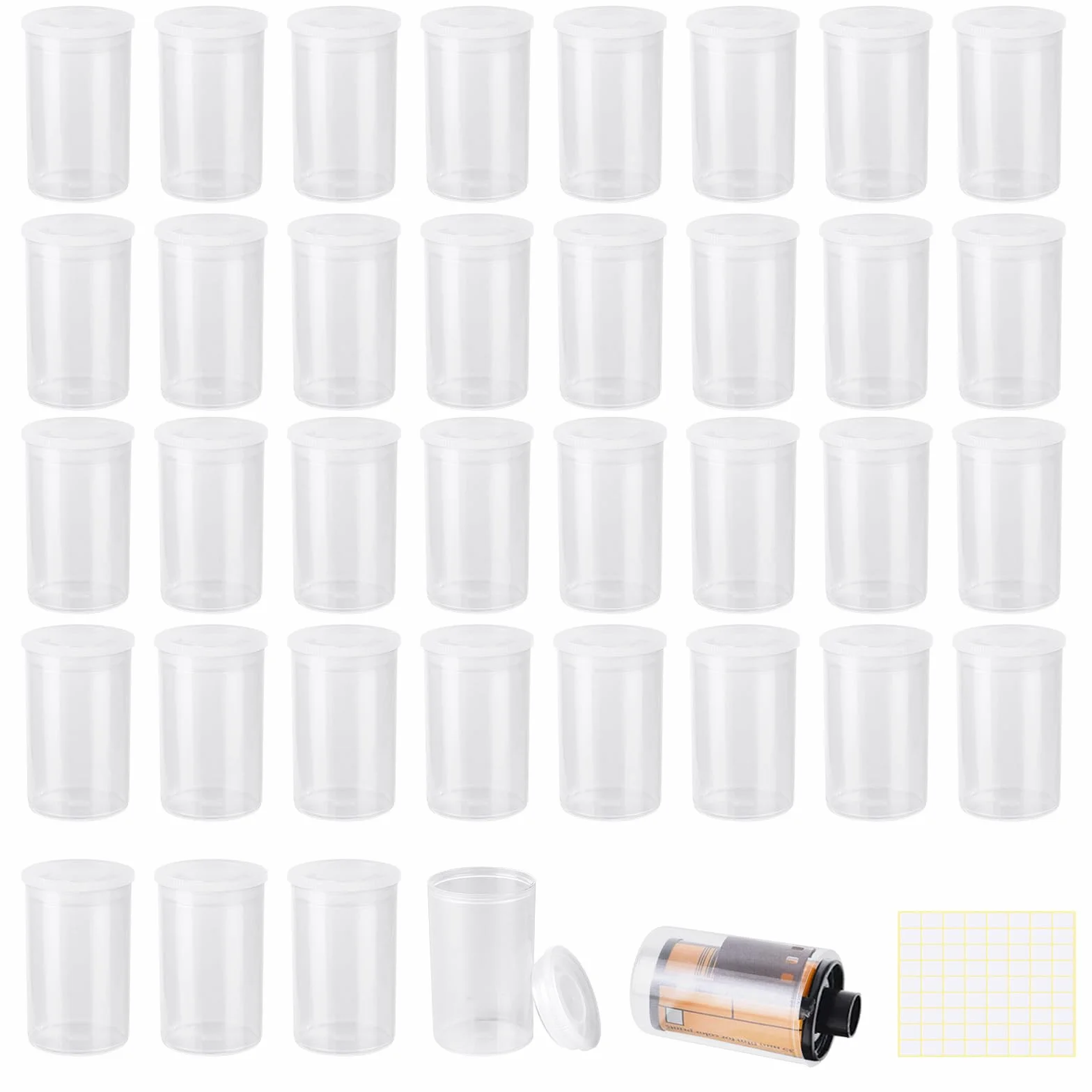 36 PCS Boîtes de Film pour Activités Scientifiques Boîtes de Pellicule Photo avec Couvercle 32mm boites Pellicule Photo pour le Stockage, les Petites Pièces de Film Bidon (transparence)