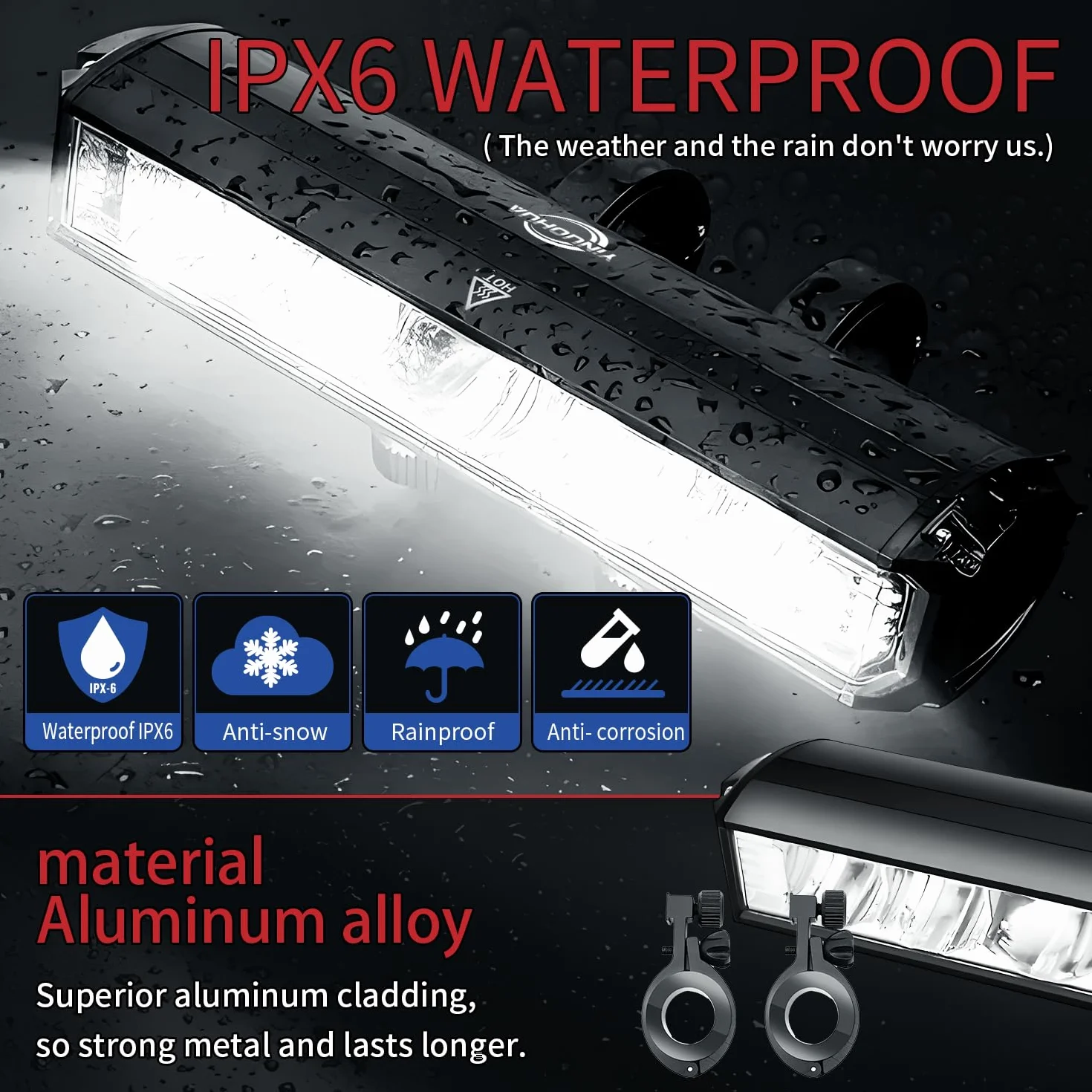 KAOUKUO Lumiere Velo 1400 lumens LED 4000mah Lampe Rechargeable USB IPX5 Étanche Phare VTT Cyclisme Nocturne