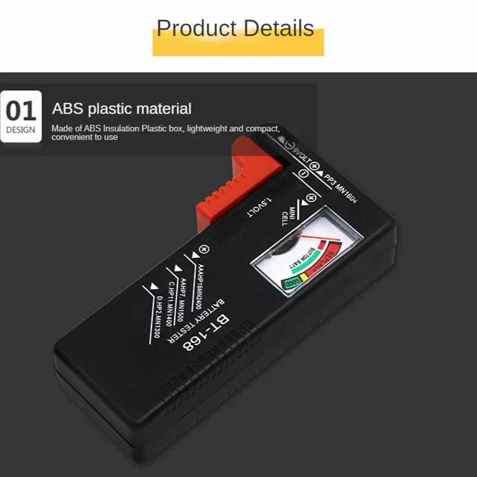 BT-168 AA/AAA/C/D/9V/1.5V Pile Bouton Universelle Compteur à Code Couleur Indique Volt Testeur Vérificateur BT168