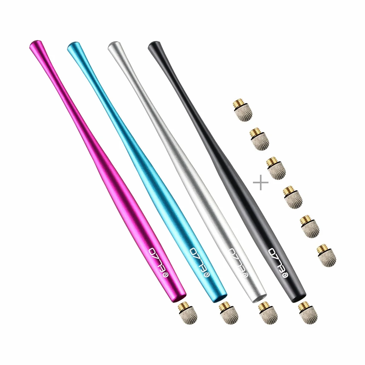 ELZO Stylo Tactile 4 pièces avec 6 Fibres de Remplacement pour iPad Android iPhone Samsung