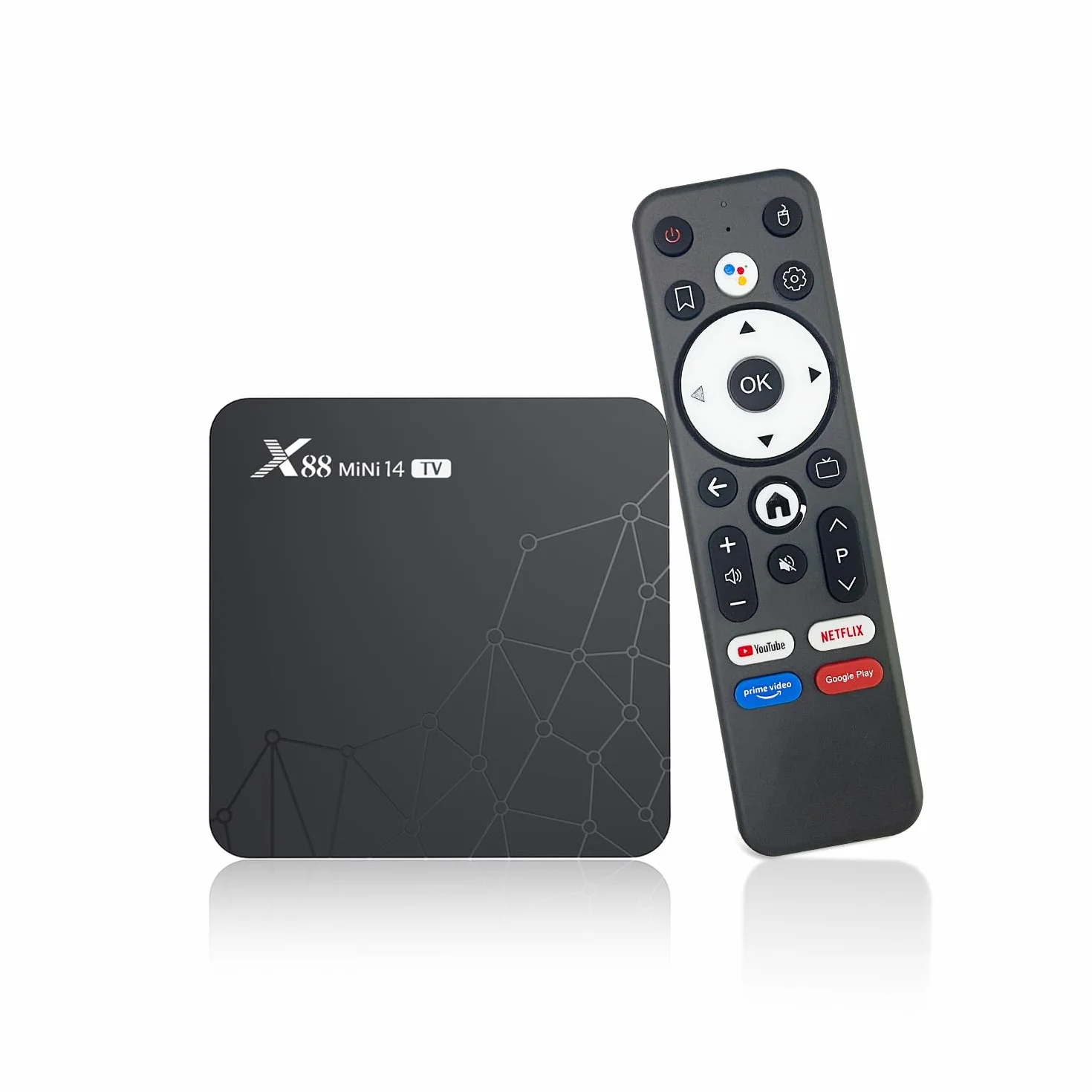 TV Box Android 14.0 2GB RAM 16GB ROM RK3518 Quad Core 100M Ethernet Dual WiFi 6 Bluetooth 5 Voice Control 4K HDR10