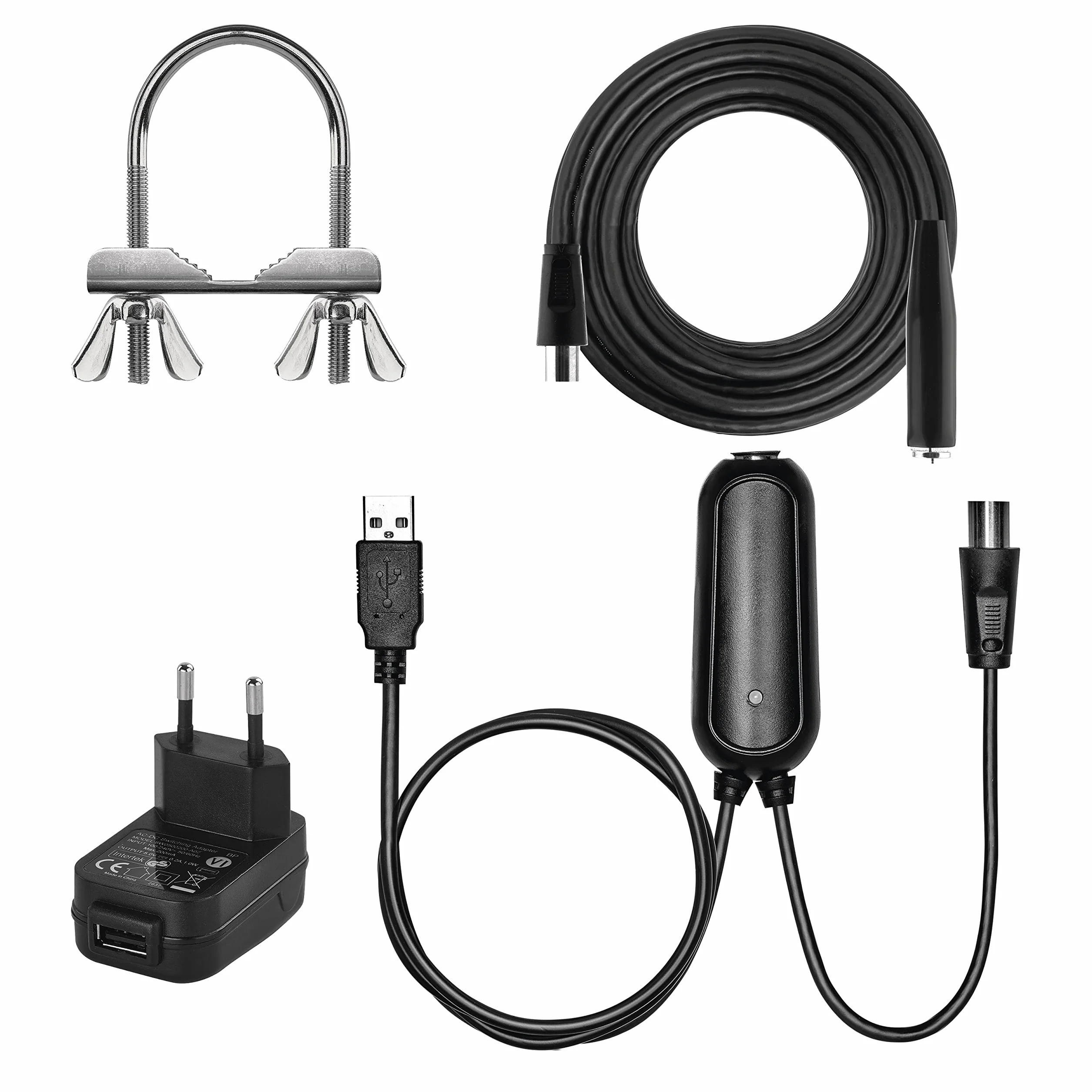EMOS - Antenne intérieure/extérieure Village, antenne Active pour la réception Longue portée (0-80 km) de DVB-T2, Dab, FM, Full HD, avec Filtre de Blocage LTE, Filtre 4G, 5G et amplificateur intégrés
