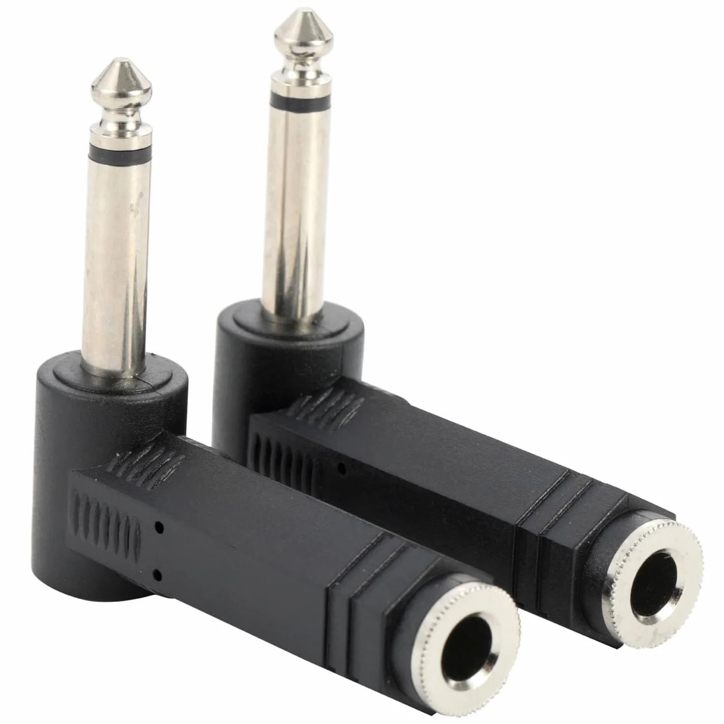 Greluma 2 pièces Adaptateur coudé 6,35 mm TS mâle vers 6,35 mm TS femelle, prise mono 1/4" vers jack 1/4" pour haut-parleur, amplificateur, son de guitare