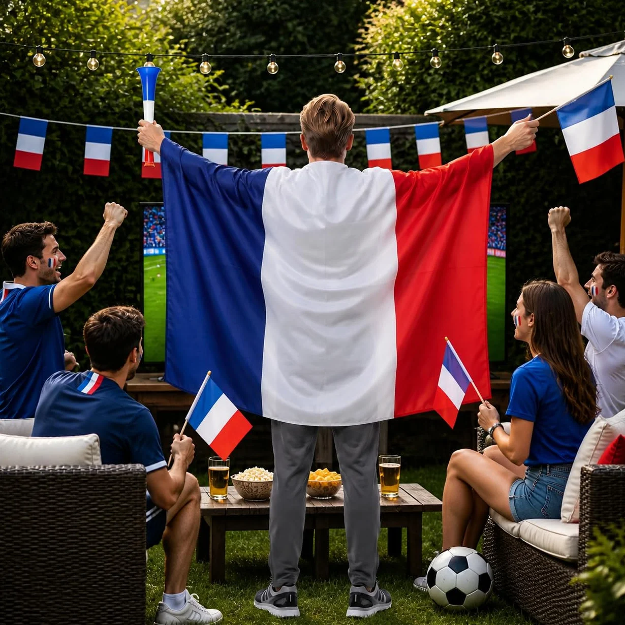 YESAH Cape Drapeau Français Coupe du Monde 2026 90x150cm Polyester Légère Portable Stade Matchs Fêtes