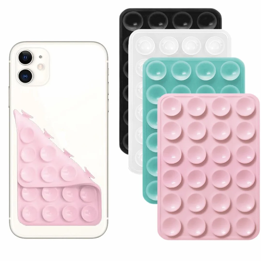 YAYNO 4 Pièces Ventouse Téléphone Portable double face en silicone Ventouse Silicone Coque Qui Adhère Au Mur Support mains libres pour miroir de douche et poignée à selfie de voiture