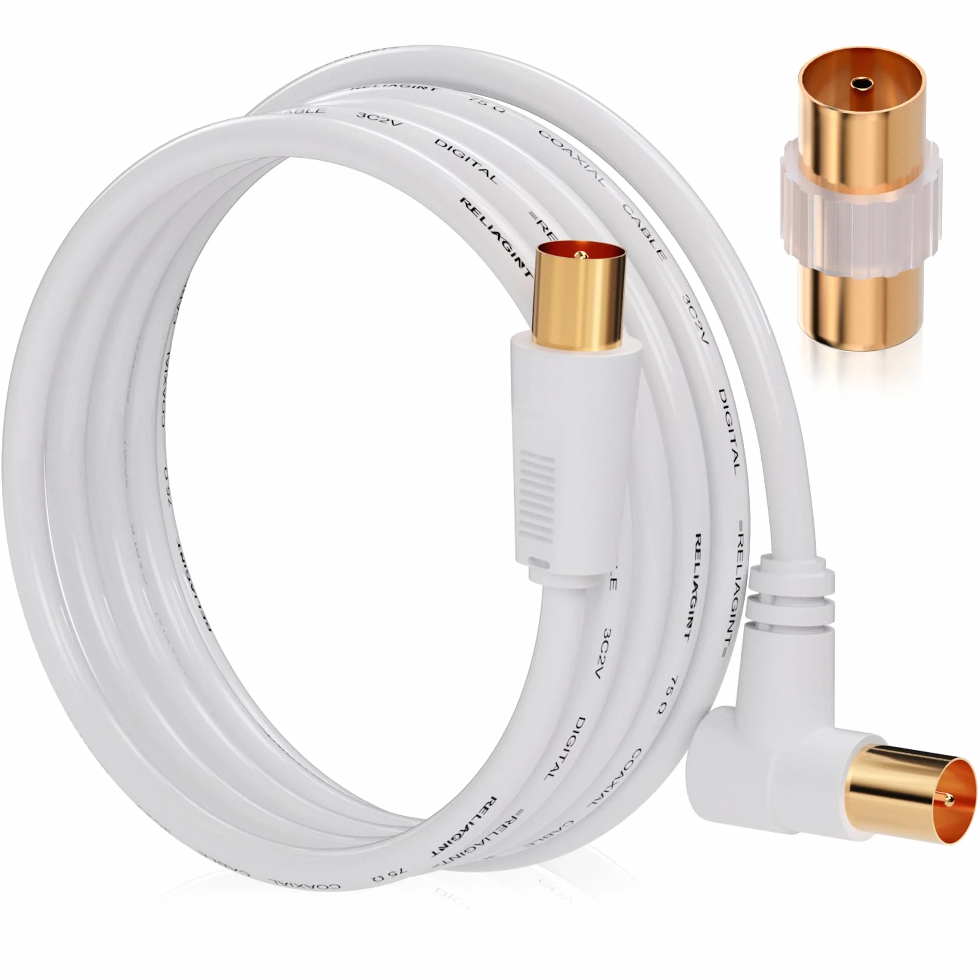 Câble antenne TV 2m coaxial 75 Ohm IEC mâle à mâle double blindage cuivre pur