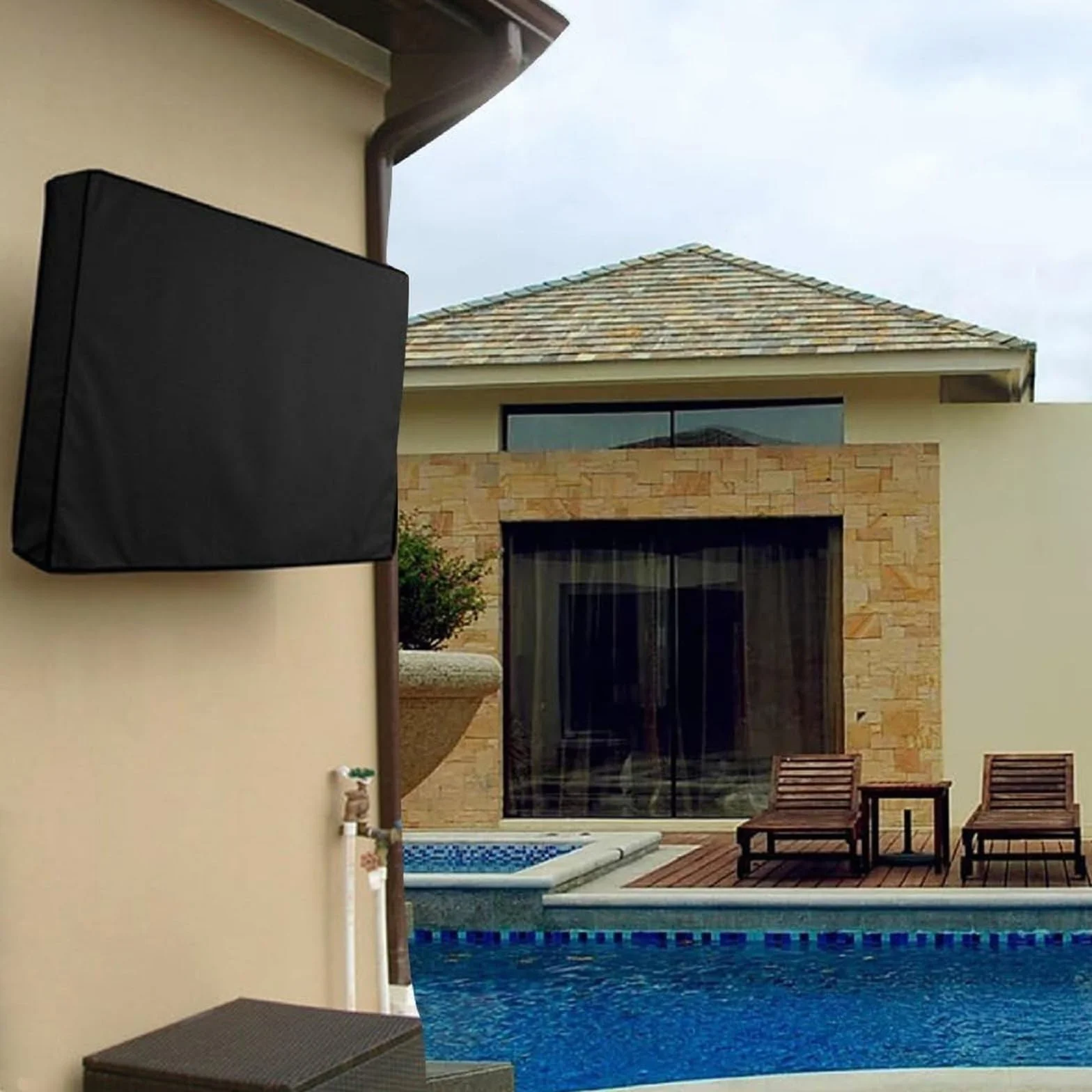 NONMON Housse de Protection TV Extérieur 50-52 Pouce Oxford 600D Résistante aux Intempéries