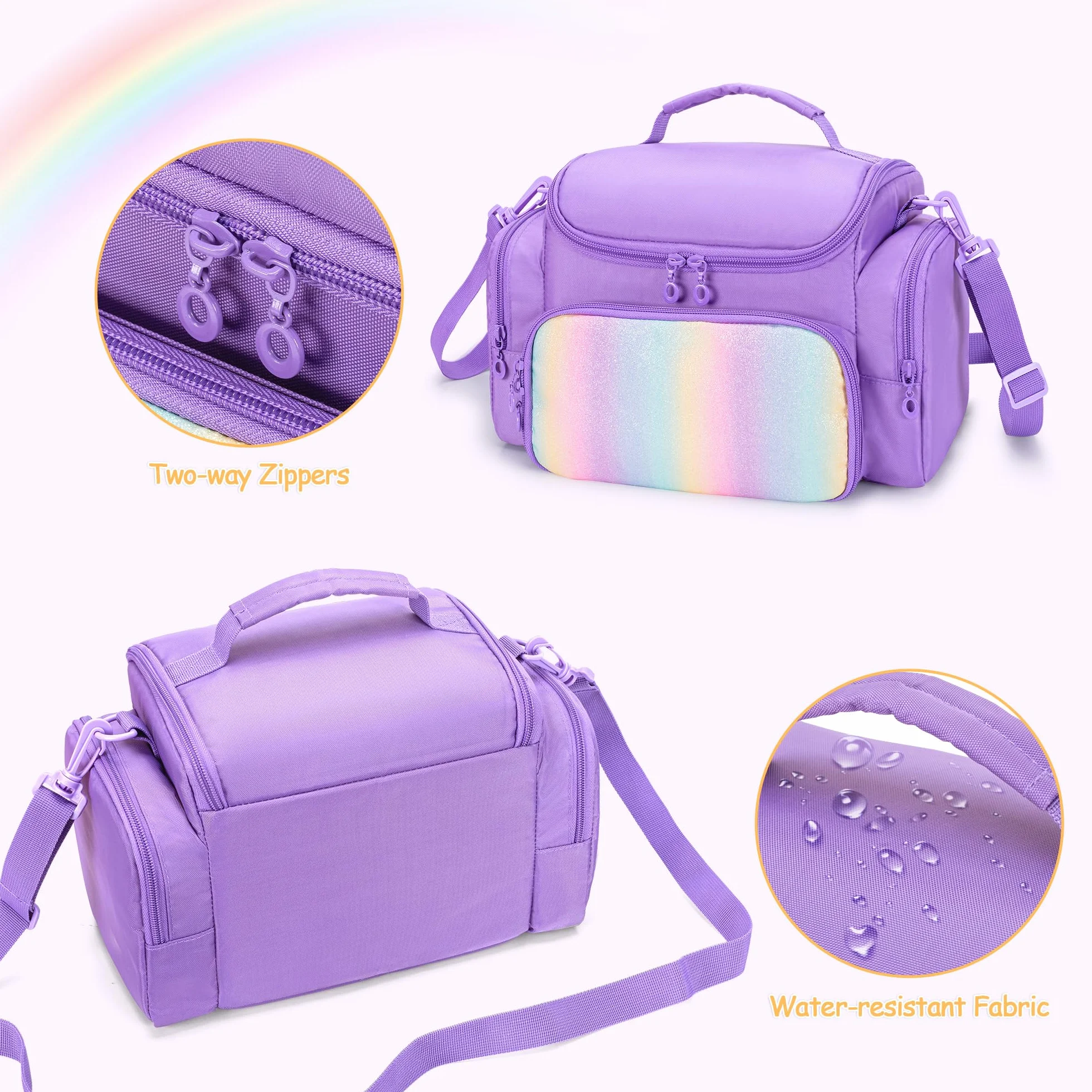 LoDrid Étui de Voyage Compatible avec Toniebox 2/1, étui de Transport pour Lecteur Audio avec bandoulière et poignée, Sac de Rangement avec Plusieurs Poches pour Accessoires, Violet, Sac Uniquement