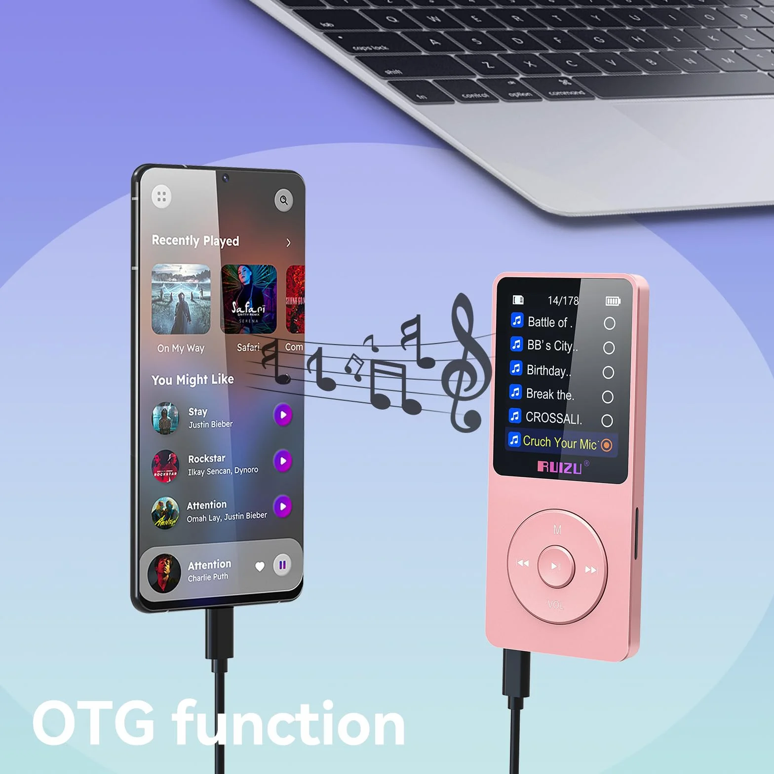 Lecteur MP3 32 Go Bluetooth 5.3 écran 1,8" autonomie 80 h