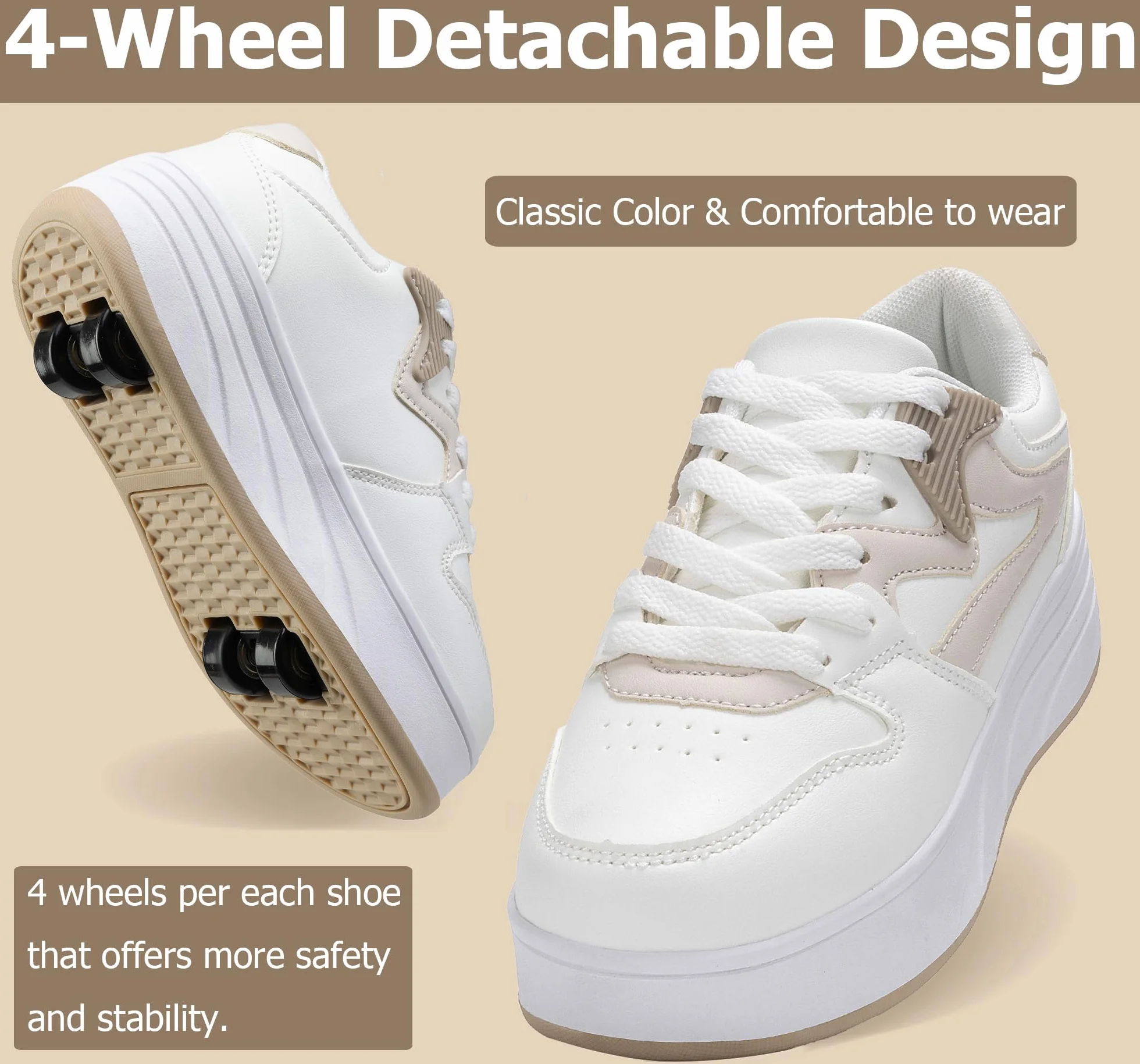 Chaussures de skate à roulettes pour enfants garçons filles baskets roues détachables