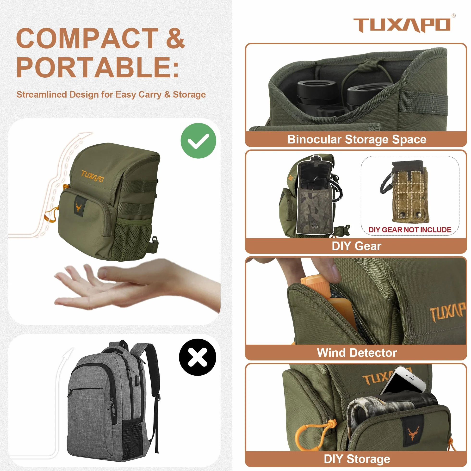 Harnais Binoculaire Poitrine Pack avec Pochette Télémètre pour Chasse Randonnée Tir