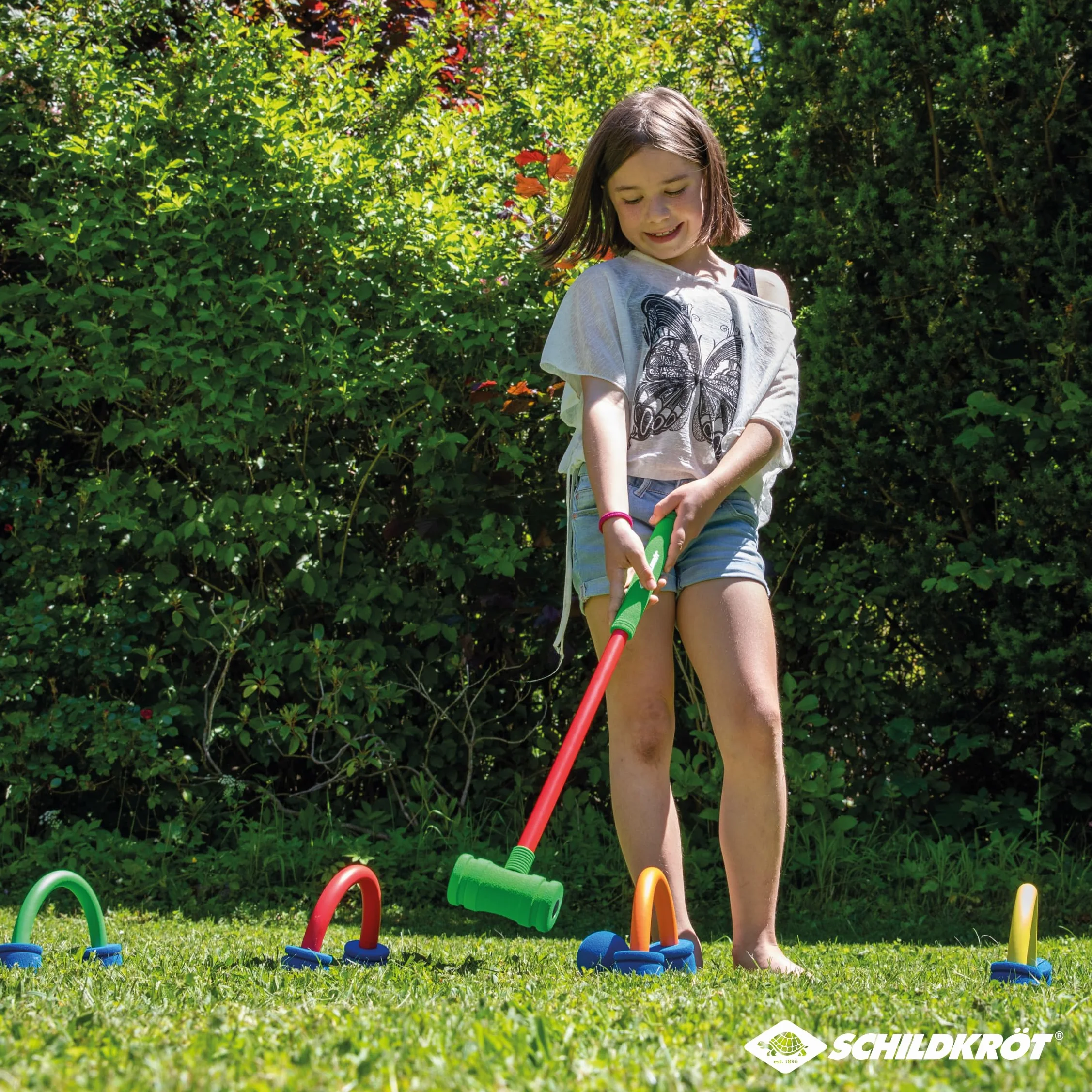 Schildkröt Jeu de Croquet Souple Set en Mousse pour Enfants 2 maillets 2 balles 4 arceaux