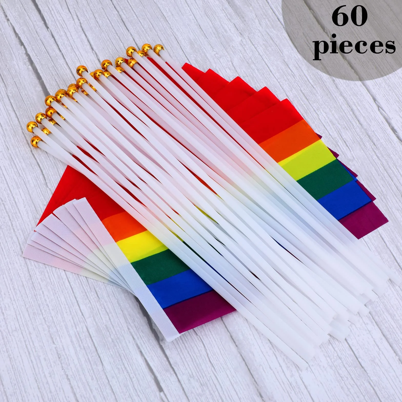 60 Pièces Petit Drapeau Arc En Ciel pour Marche des Fiertés Pride LGBT LGBTQIA+