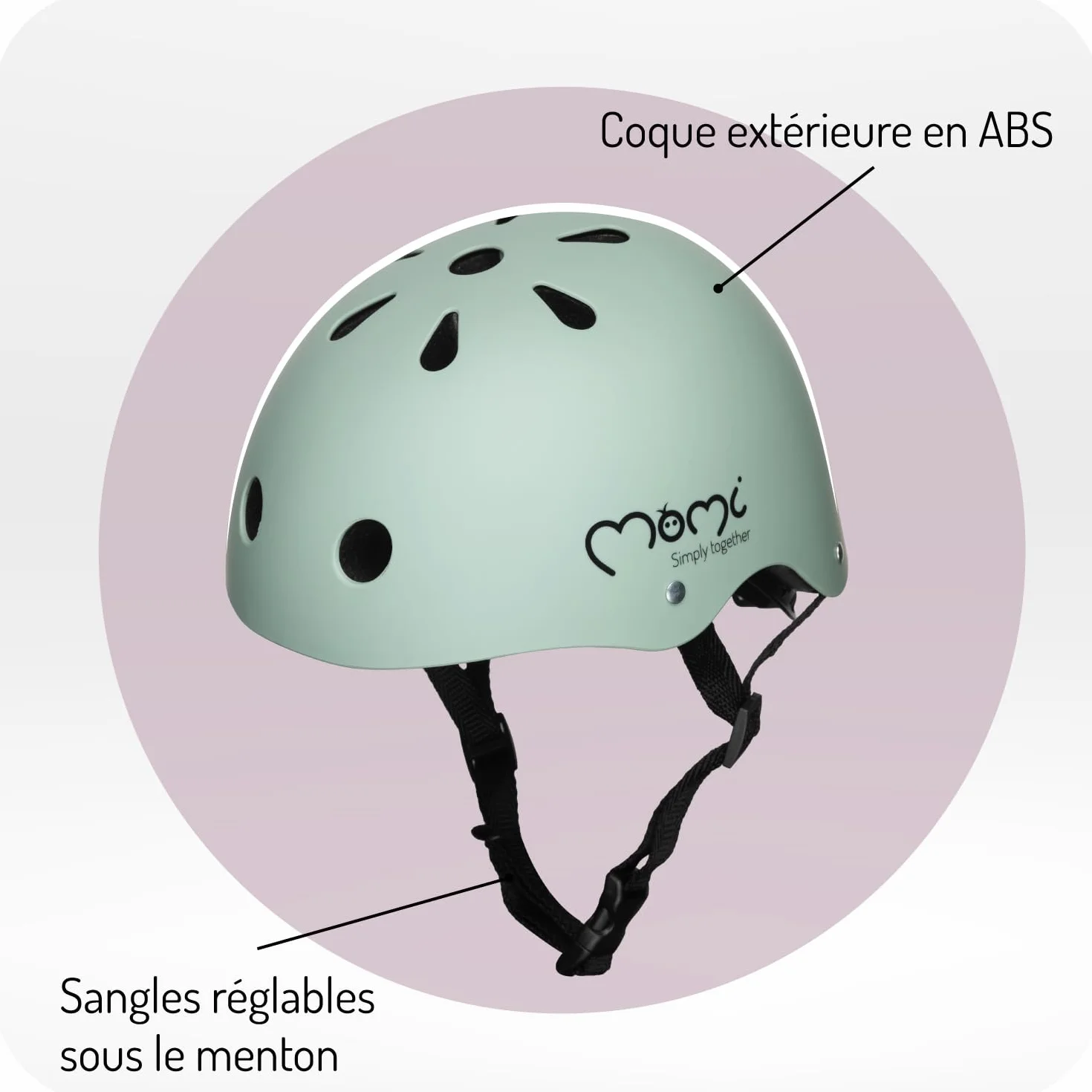 Casque Enfant Ajustable MoMi Mimi, Casque Vélo Antichoc 11 Trous Aération, Mousse Mentonnière Réglable