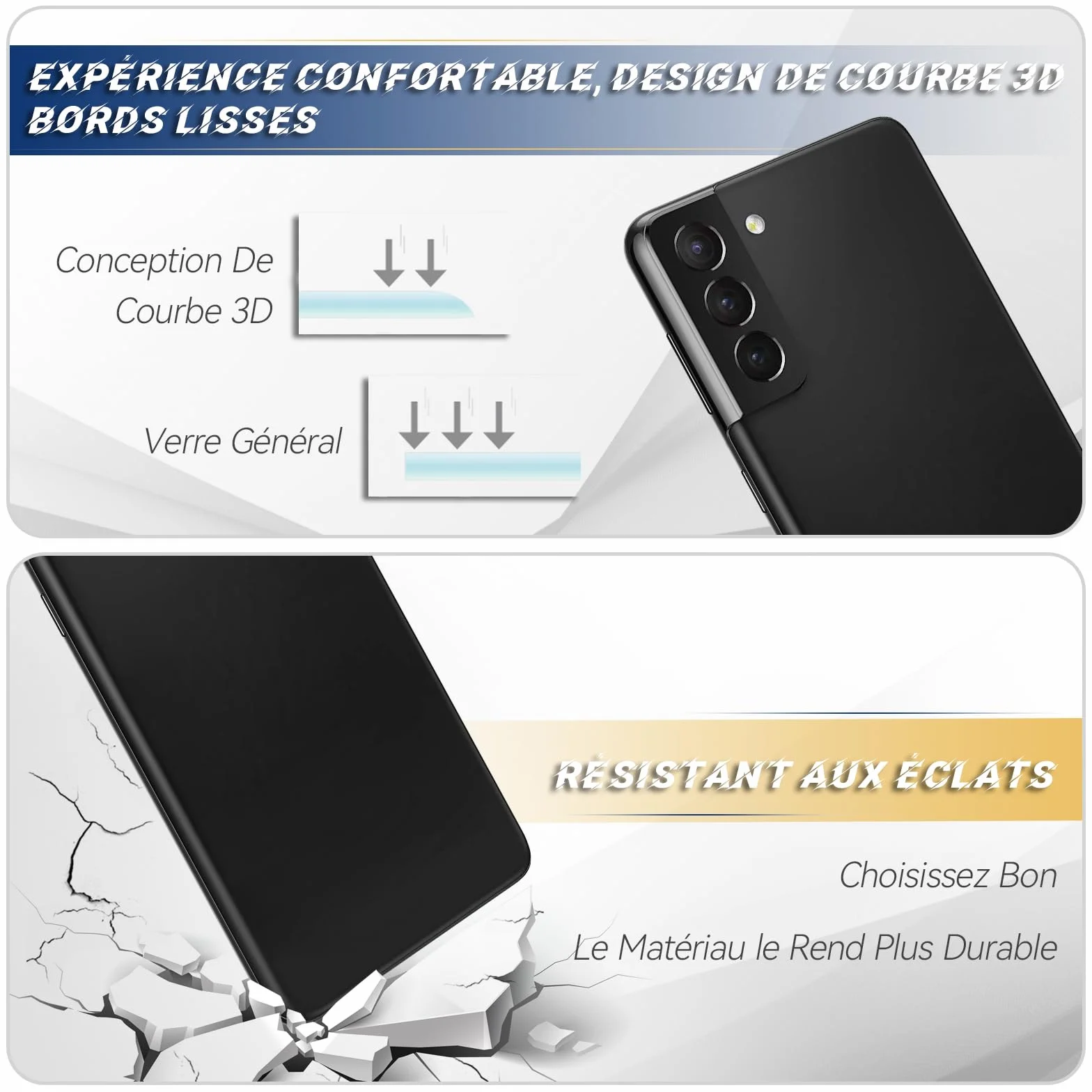 RongZy Coque Arrière pour Samsung Galaxy S21 Plus 5G Batterie Couvercle Rechange pour Galaxy S21 Plus 5G SM-G996B Cache Batterie pour Téléphone de Remplacement(Noir)