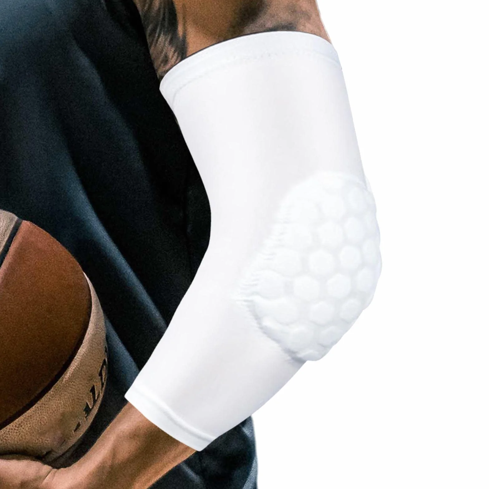 Coudières pour Enfants Adultes Basket-Ball Baseball Volley-Ball Manchons Rembourrés Nid d'Abeille Coton Extensible Respirant
