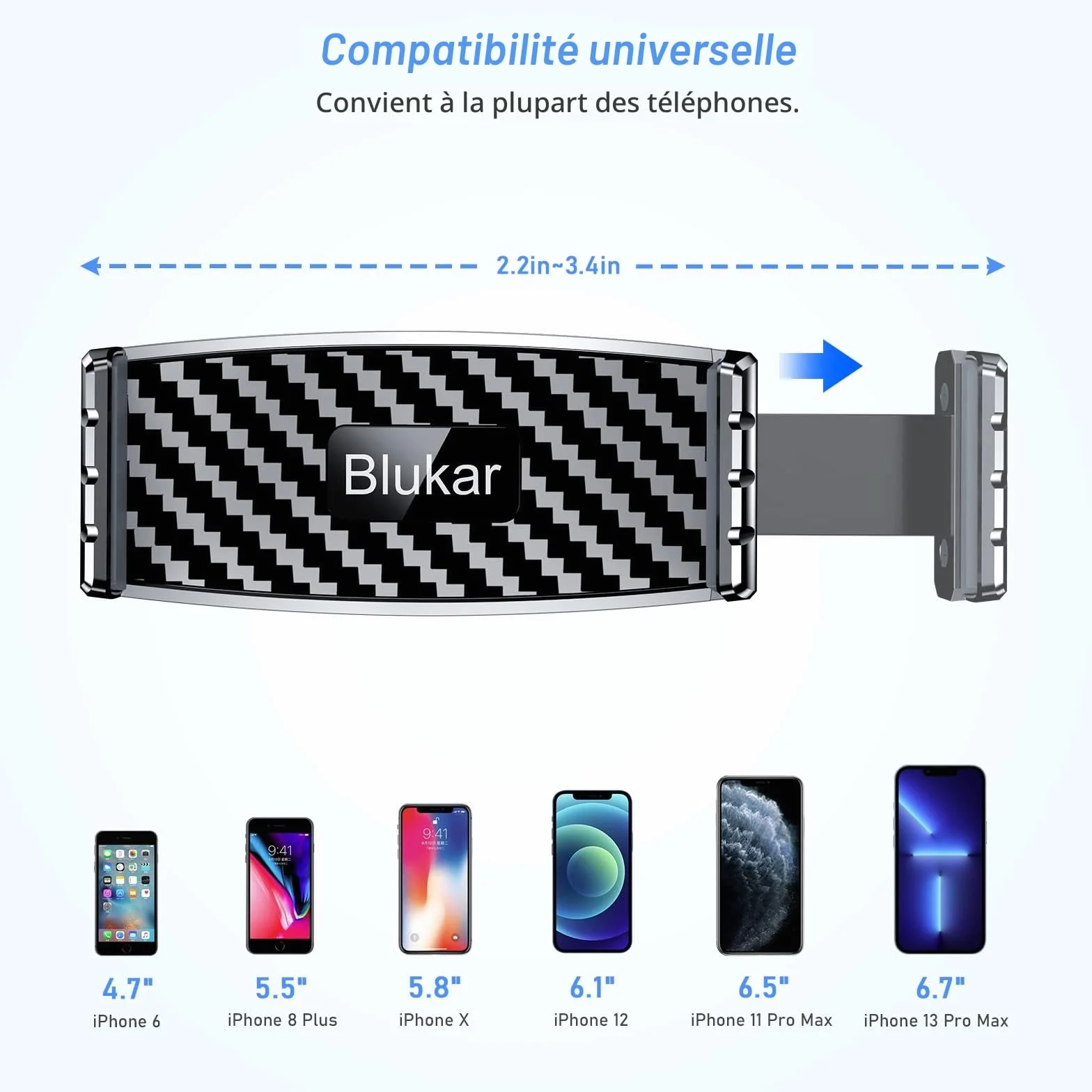 Blukar Support Téléphone Voiture, Porte Telephone Voiture Grille d'aération Support Ventilation, Super Solide Facilité d'utilisation 360°Rotation Compatible avec iPhone 17/16/15 et 4.7-6.7" Smartphone