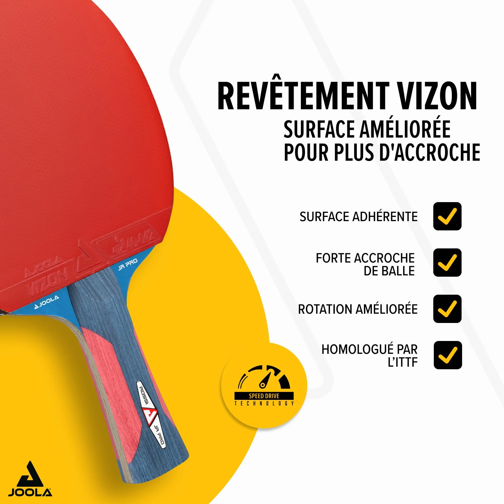 JOOLA Raquette de Tennis de Table Tête de Cheval Junior Pro ITTF 5 étoiles Enfant, 1.8 mm